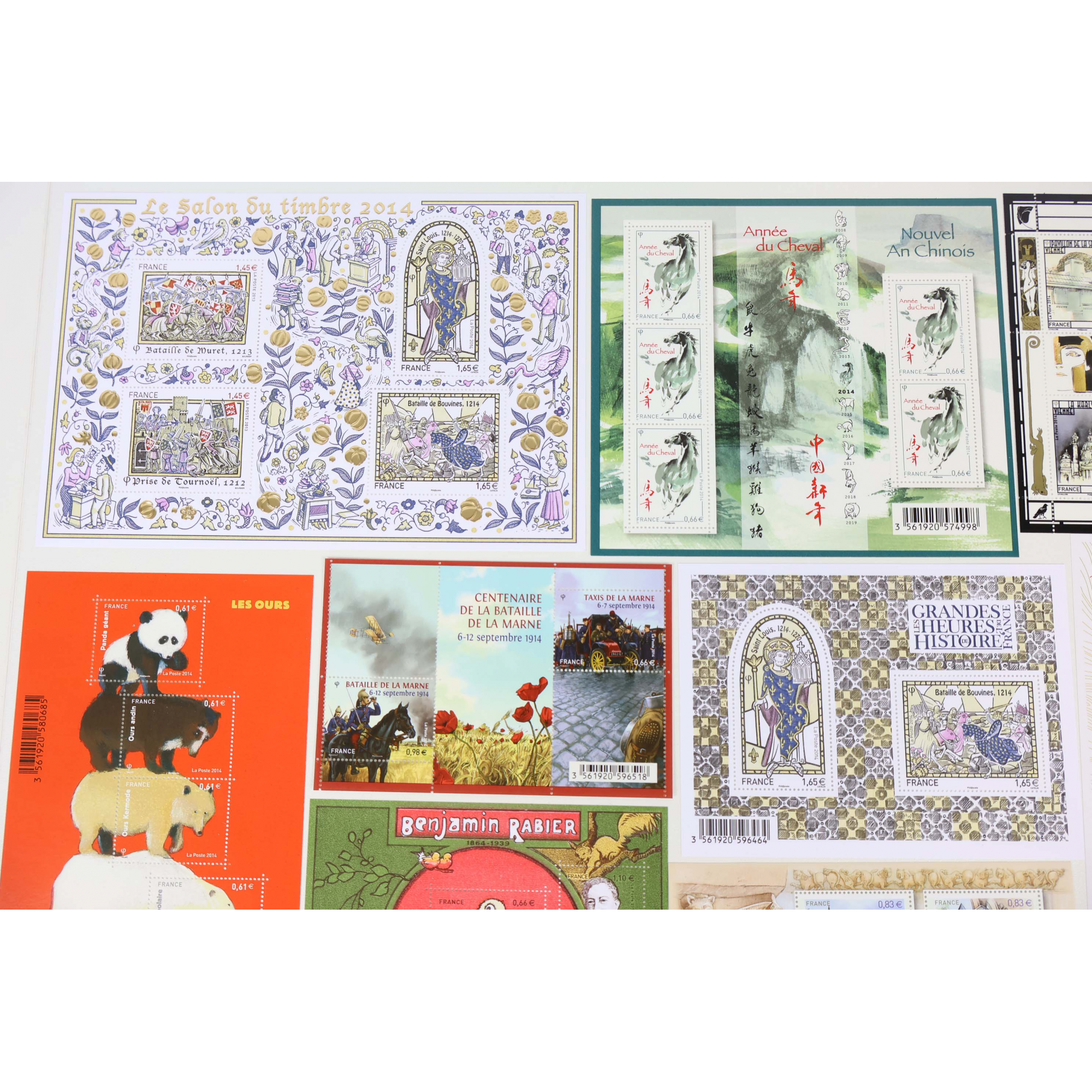 FRANCE LOT DE TIMBRES ET BLOCS-FEUILLET DE 2014 TIMBRES NEUFS** FACIALE 90€