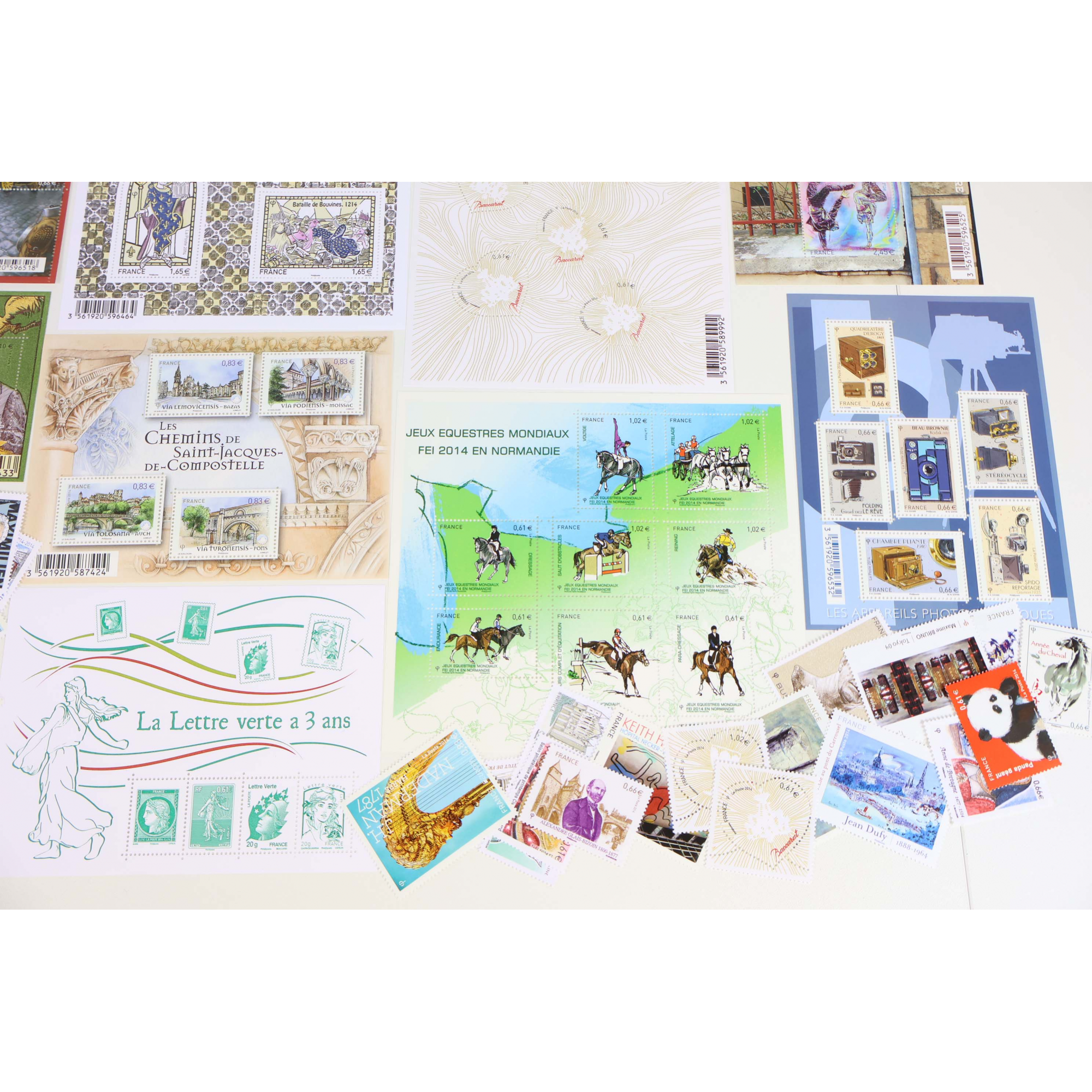 FRANCE LOT DE TIMBRES ET BLOCS-FEUILLET DE 2014 TIMBRES NEUFS** FACIALE 90€
