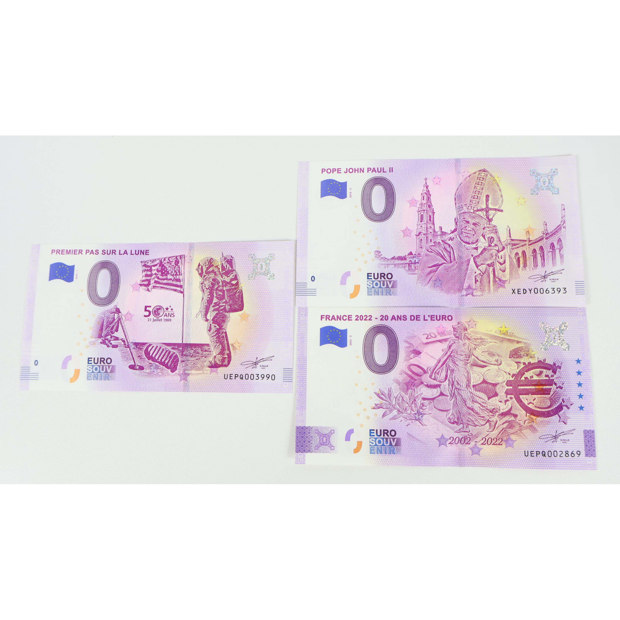 FRANCE LOT DE TIMBRES-POSTE MODERNES DE 2018 À 2023 AVEC BILLETS EUROS NEUFS**