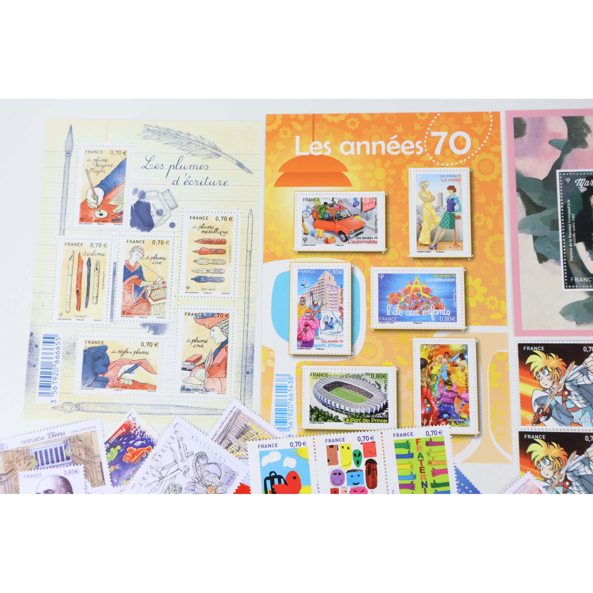 FRANCE LOT DE TIMBRES ET BLOCS-FEUILLET DE 2016 TIMBRES NEUFS** FACIALE 69€