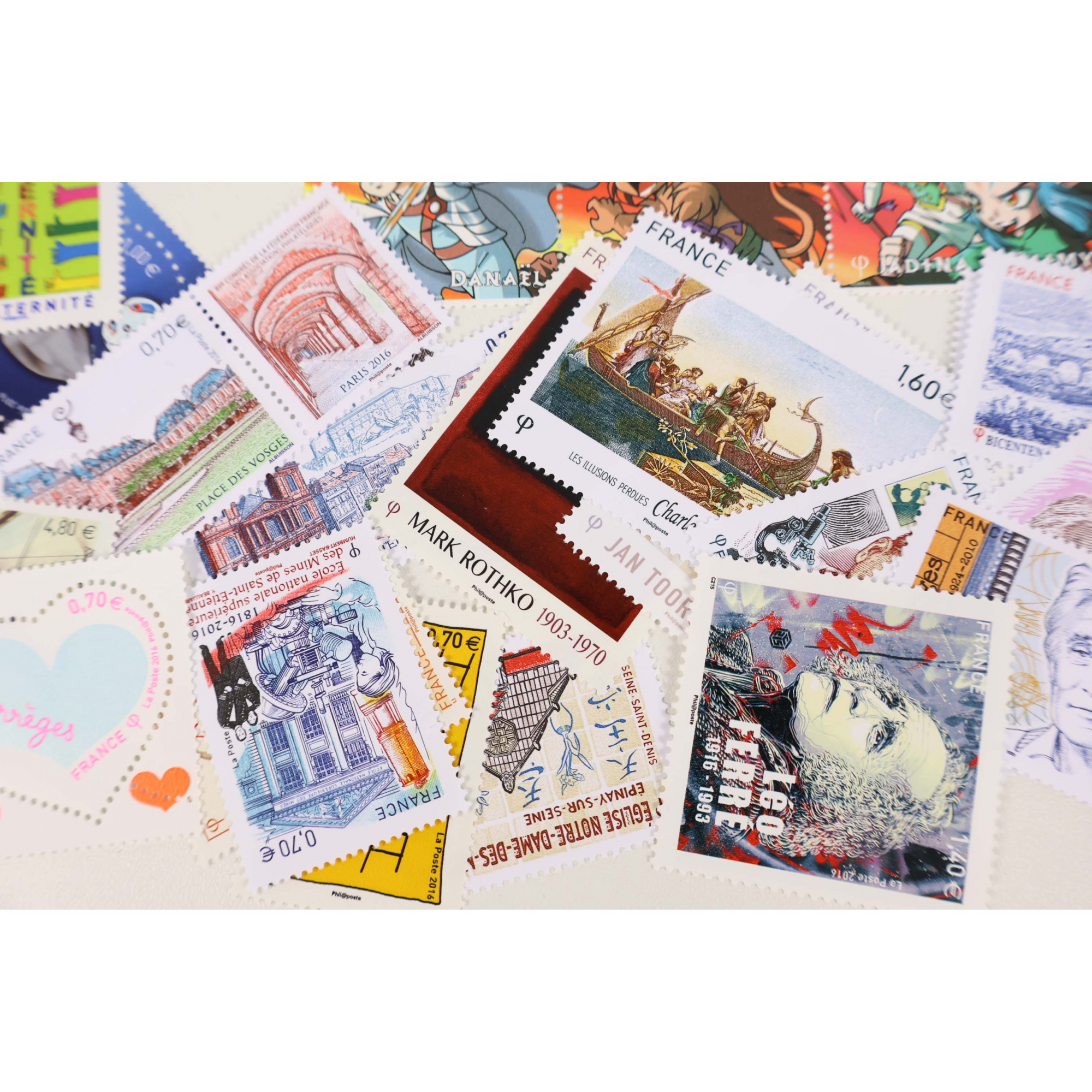 FRANCE LOT DE TIMBRES ET BLOCS-FEUILLET DE 2016 TIMBRES NEUFS** FACIALE 69€