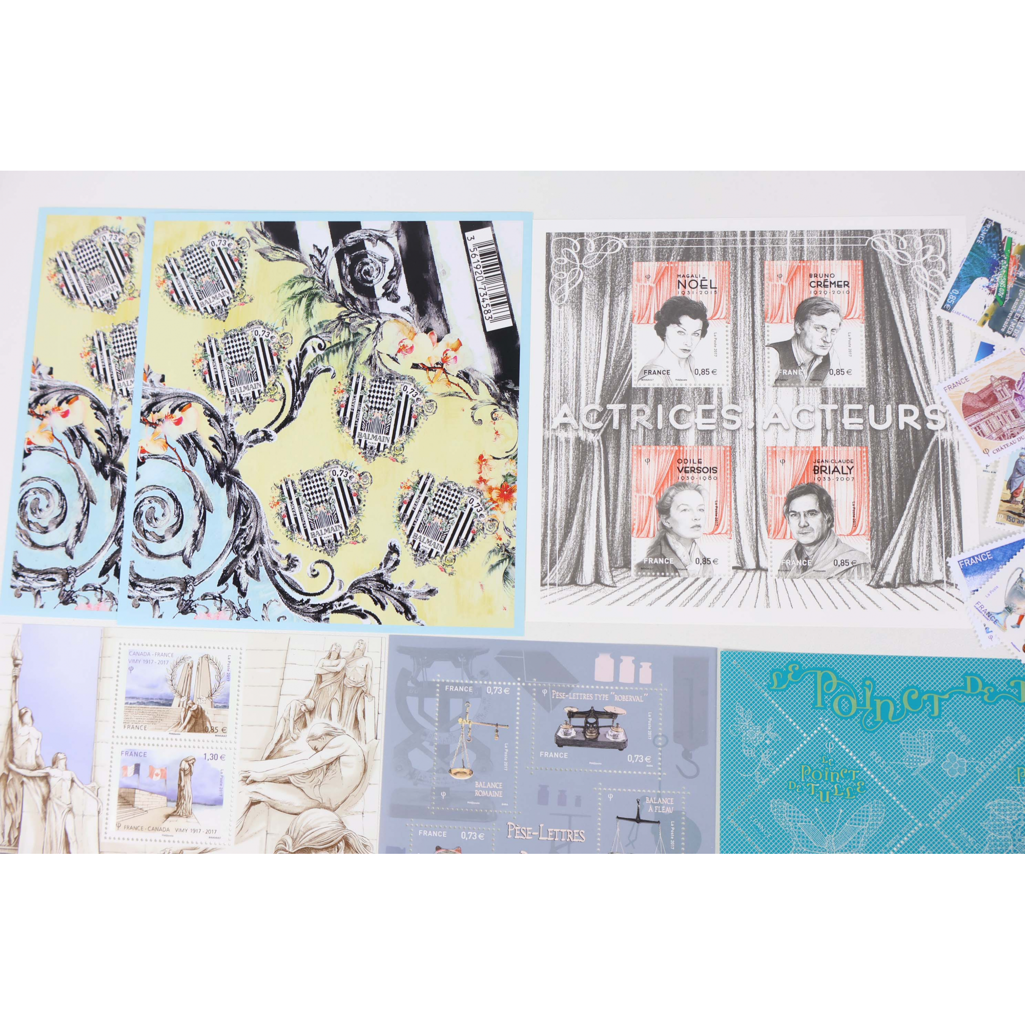 FRANCE LOT DE TIMBRES ET BLOCS-FEUILLET DE 2017 TIMBRES NEUFS** FACIALE 79€