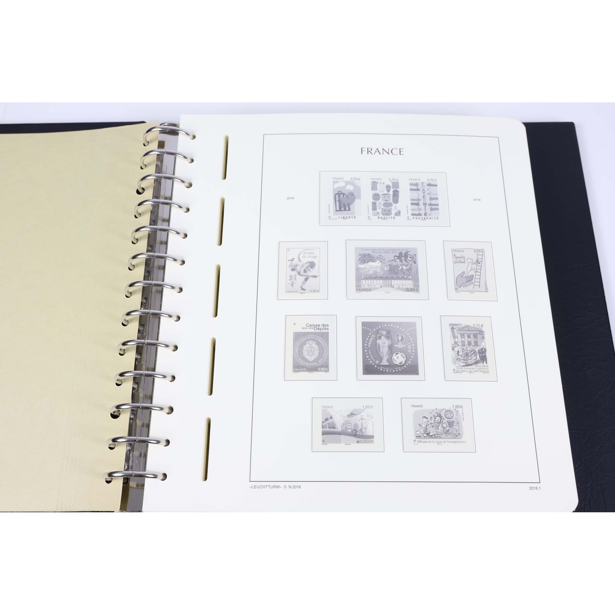 CLASSEUR LEUCHTTURM DE 2016 ET 2017 COMPLET POUR RANGER LES TIMBRES DE FRANCE