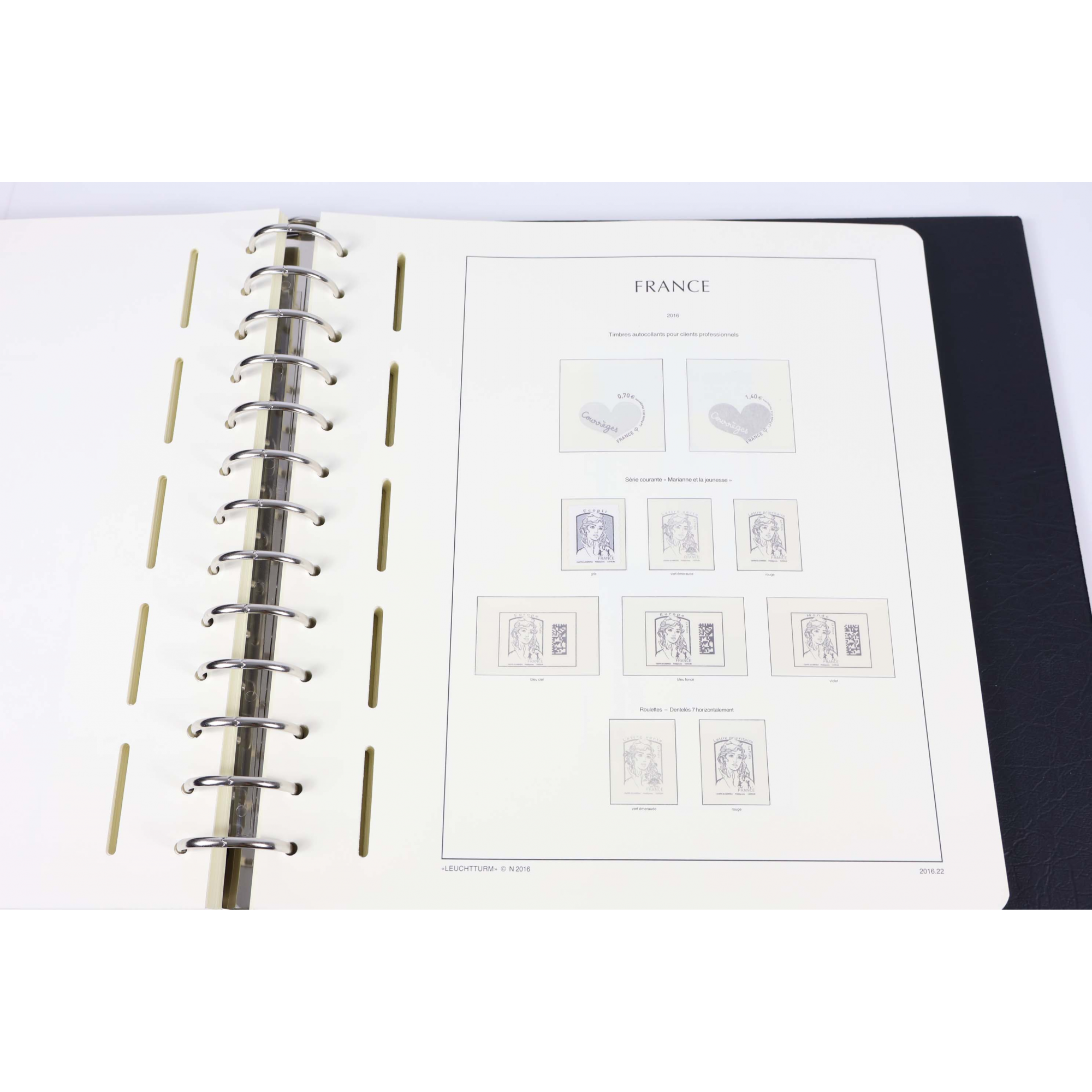CLASSEUR LEUCHTTURM DE 2016 ET 2017 COMPLET POUR RANGER LES TIMBRES DE FRANCE