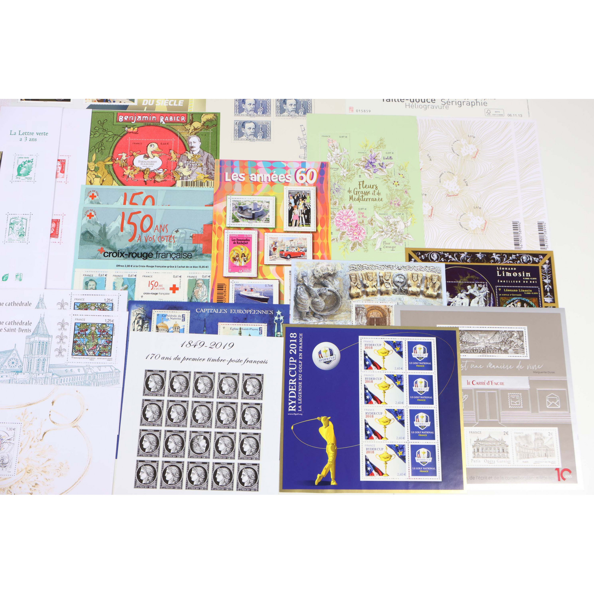 FRANCE, LOT BLOCS/CARNETS TIMBRES NEUFS 2013 - 2025 DÉFAUTS MINEURS, VF 351.35€