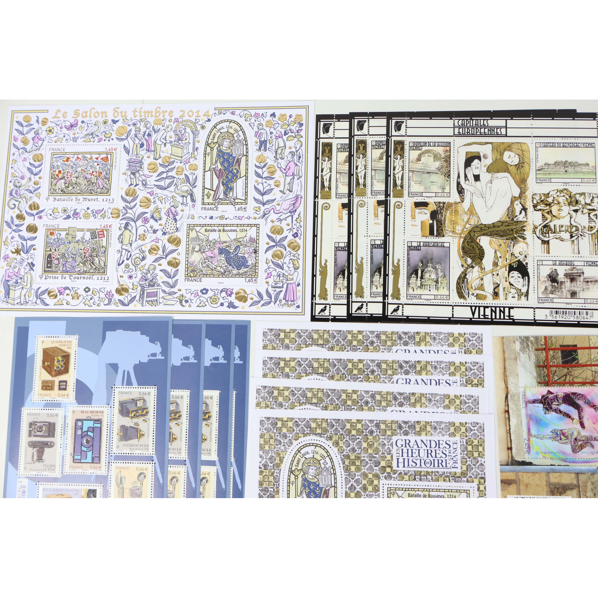 LOT DE TIMBRES ET BLOCS-FEUILLETS FRANCE DE L'ANNÉE 2014 NEUFS** FACIALE 214.45€