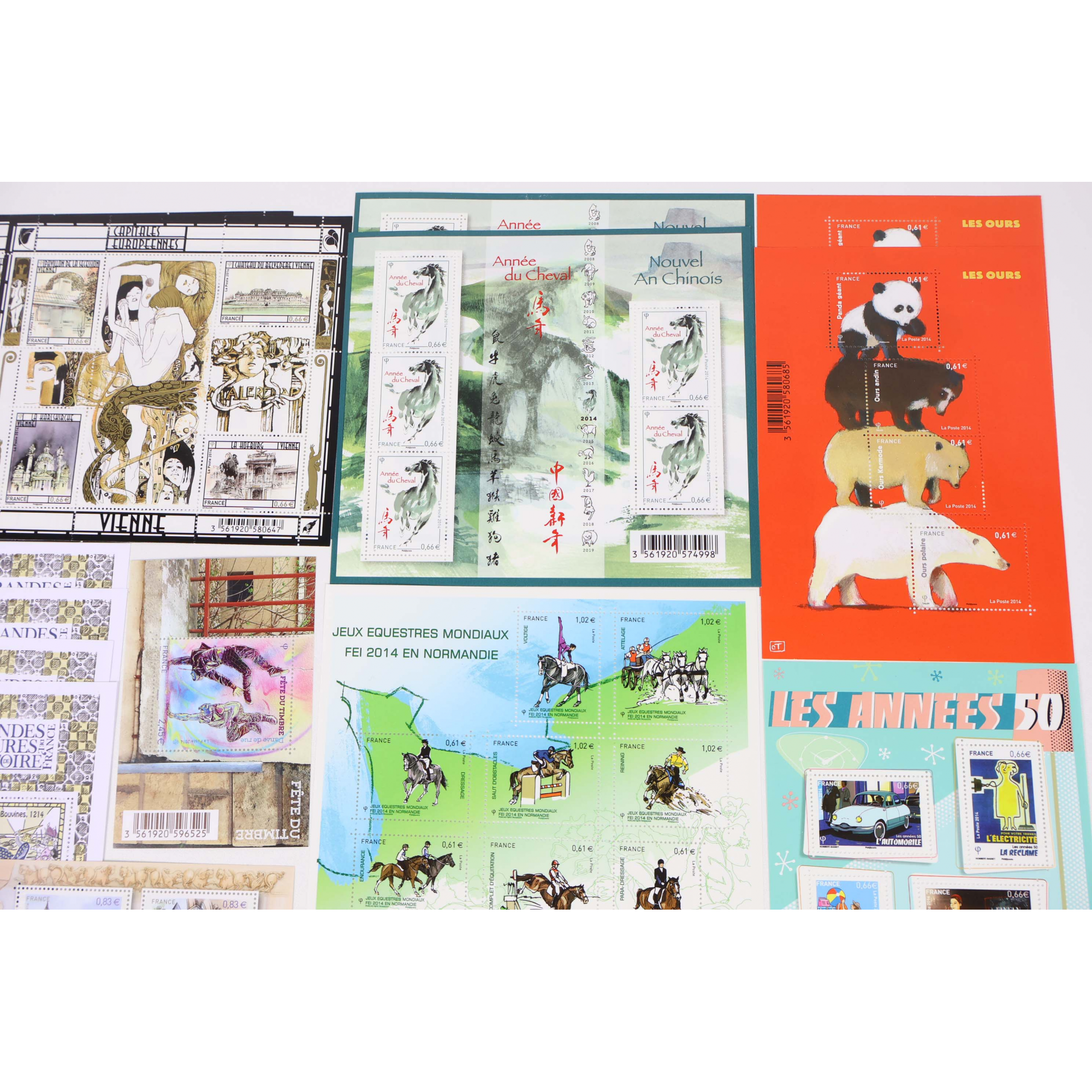 LOT DE TIMBRES ET BLOCS-FEUILLETS FRANCE DE L'ANNÉE 2014 NEUFS** FACIALE 214.45€
