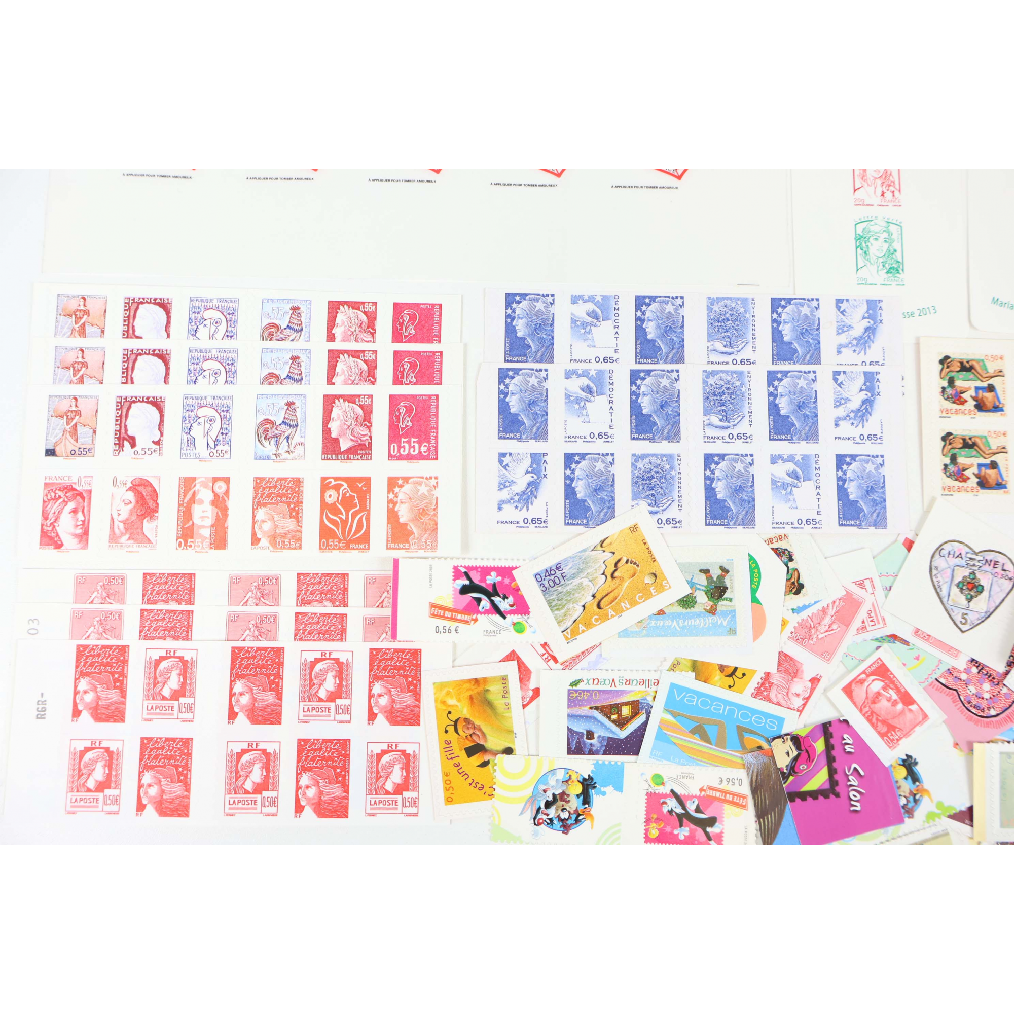 LOT DE TIMBRES AUTOADHÉSIFS FRANCE EN EUROS NEUFS POUR AFFRANCHIR, FACIALE 206€
