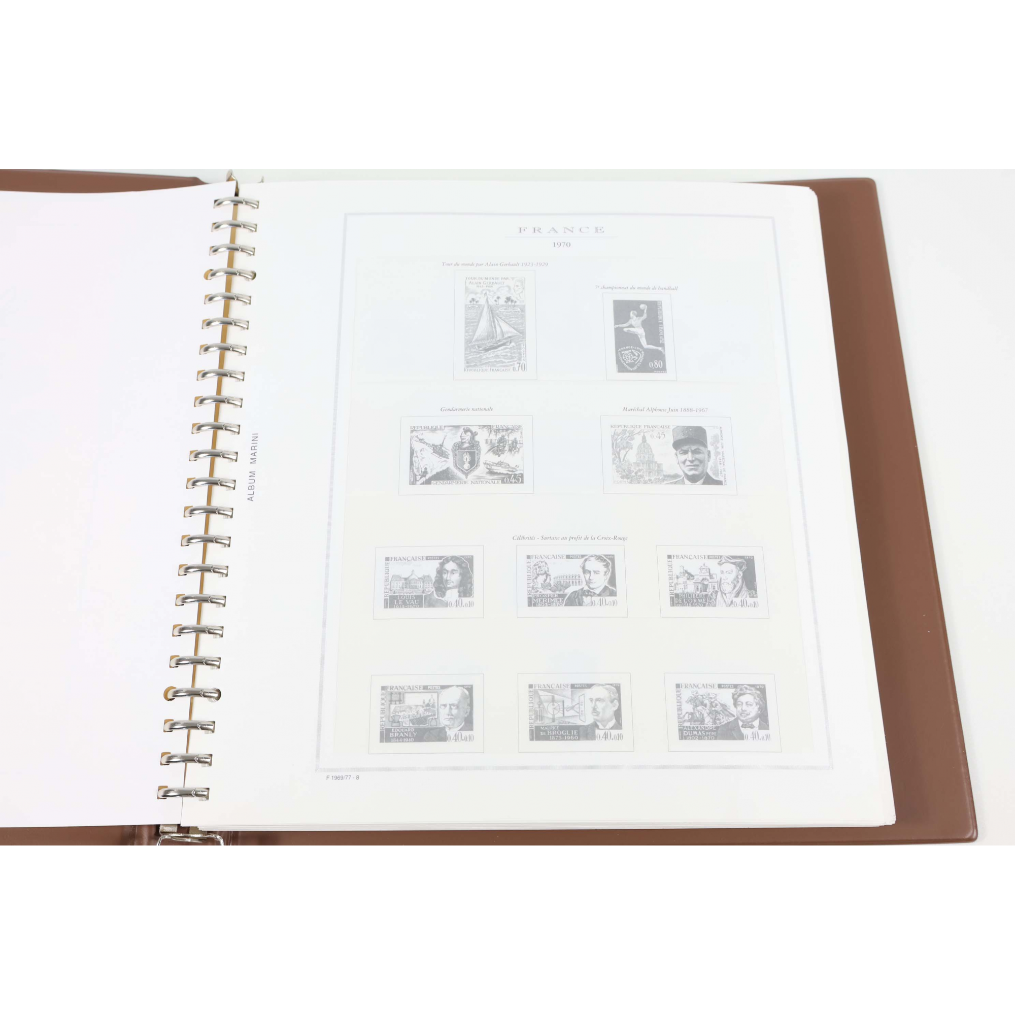 CLASSEUR MARINI POUR UNE COLLECTION DE TIMBRES DE FRANCE DE 1970 À 1982