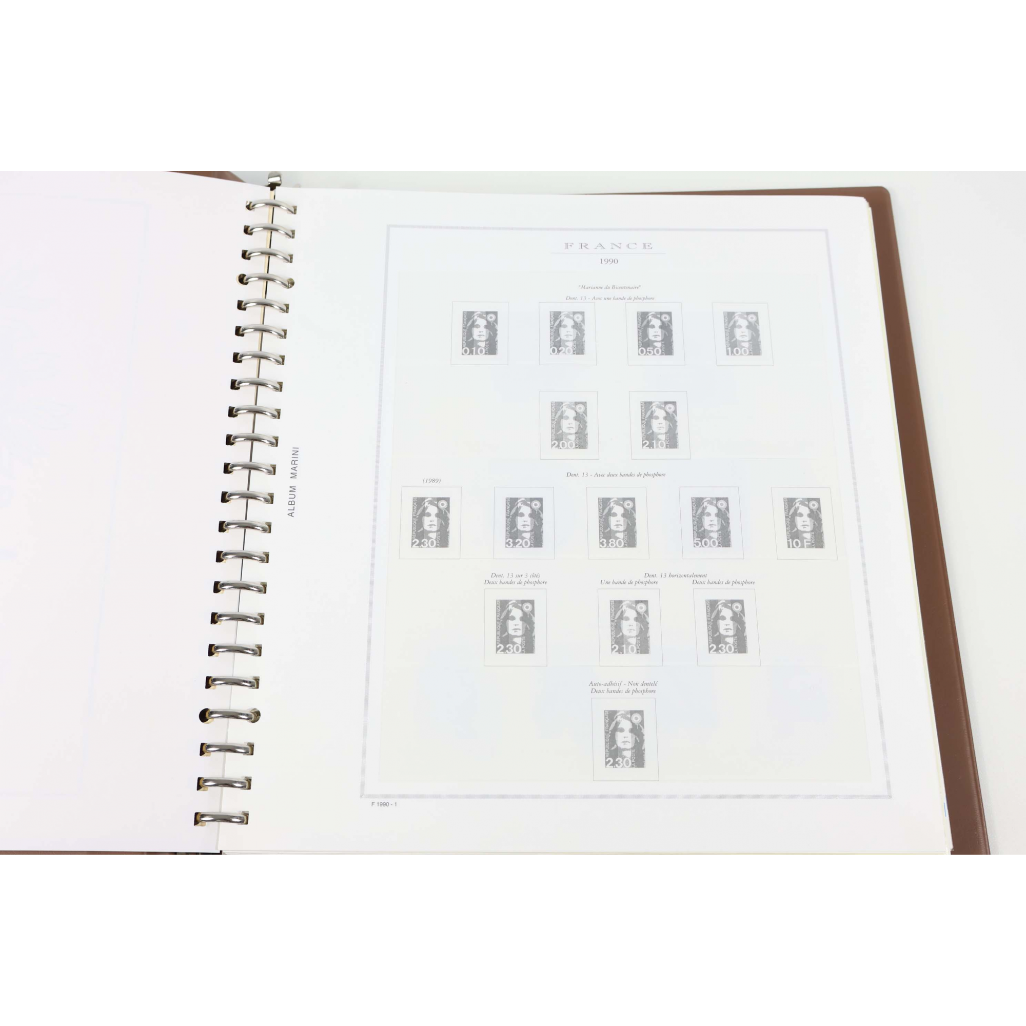 CLASSEUR MARINI POUR UNE COLLECTION DE TIMBRES DE FRANCE DE 1990 À 1996
