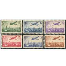 FRANCE POSTE AERIENNE N°8 À 13 AVIONS SURVOLANT PARIS TIMBRES NEUFS COTE 300€