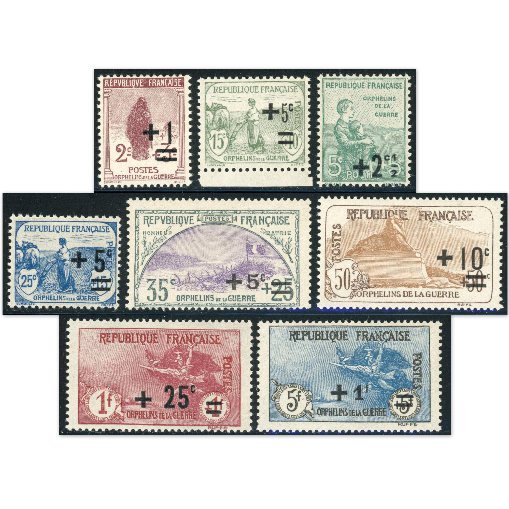 FRANCE ORPHELINS DE GUERRE N°162 À 169 TIMBRES NEUFS**/* ANNEE 1922