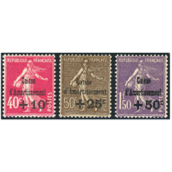 CAISSE AMORTISSEMENT N°266 À 268 TIMBRES DE FRANCE NEUFS** ANNÉE 1930 COTE 420€