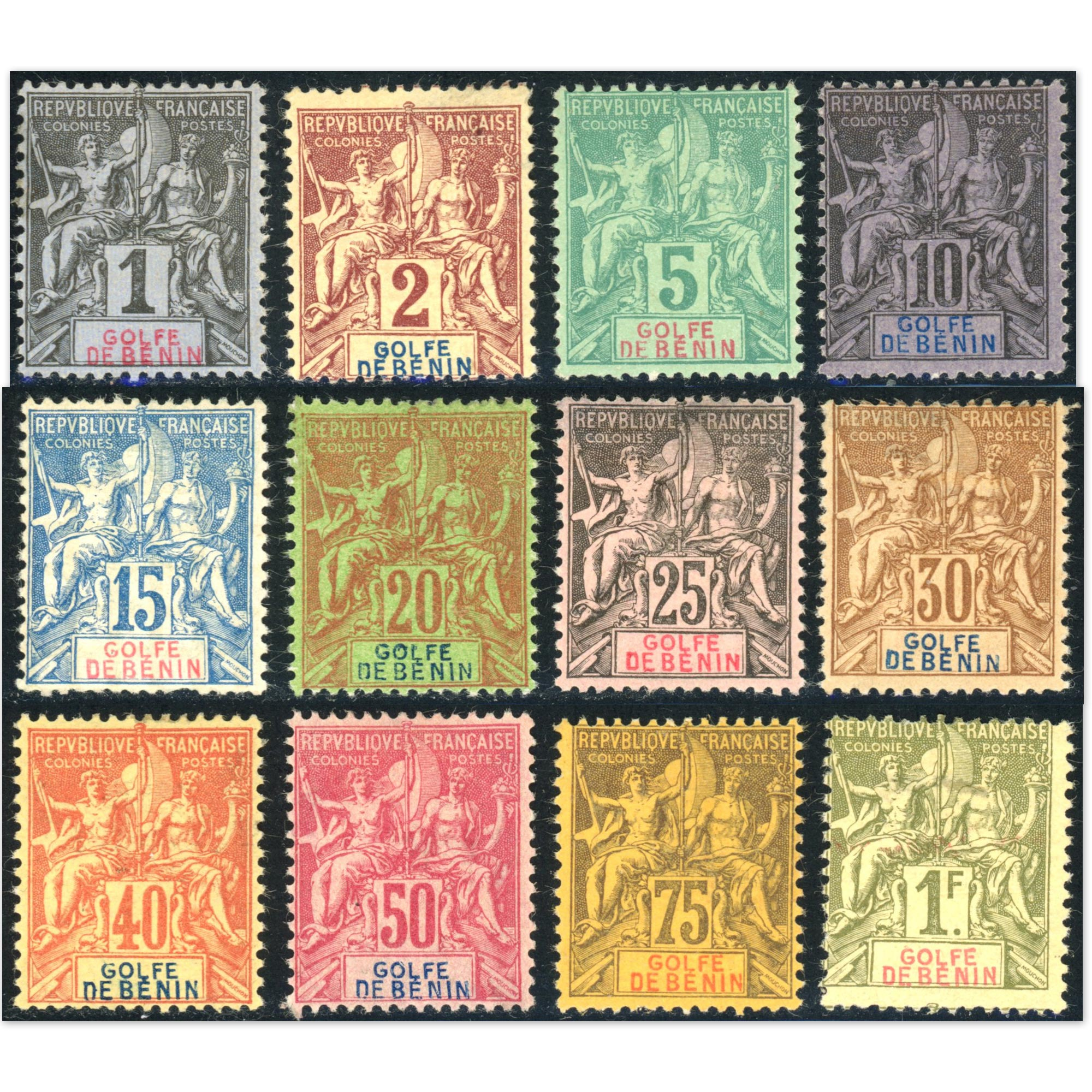 BÉNIN N°20 À 32 (SANS LE N°22) ANCIENNES COLONIES FRANÇAISES TIMBRES NEUFS 1893