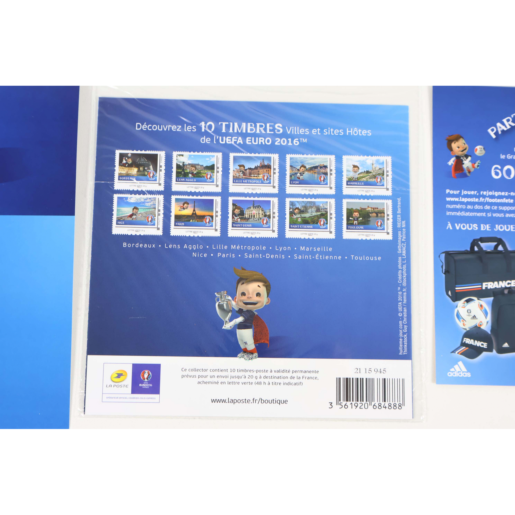 LOT TIMBRES AUTOADH 33 LETTRES EUROPE+10 VERTES VP 20G COLLECTORS UEFA EURO 2016