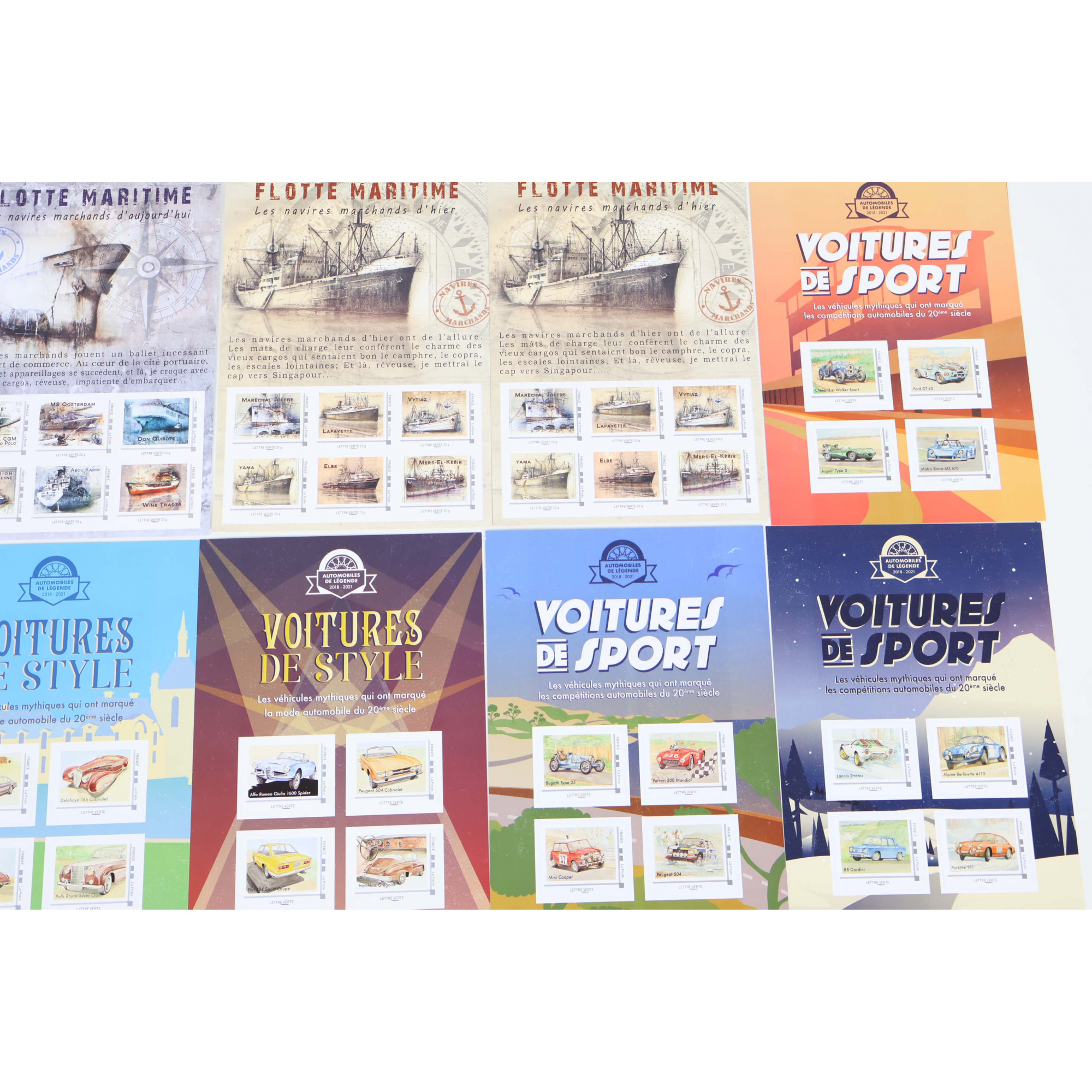LOT DE 75 TIMBRES AUTOADHÉSIFS VP 20G LETTRES VERTES COLLECTORS THÈME TRANSPORTS