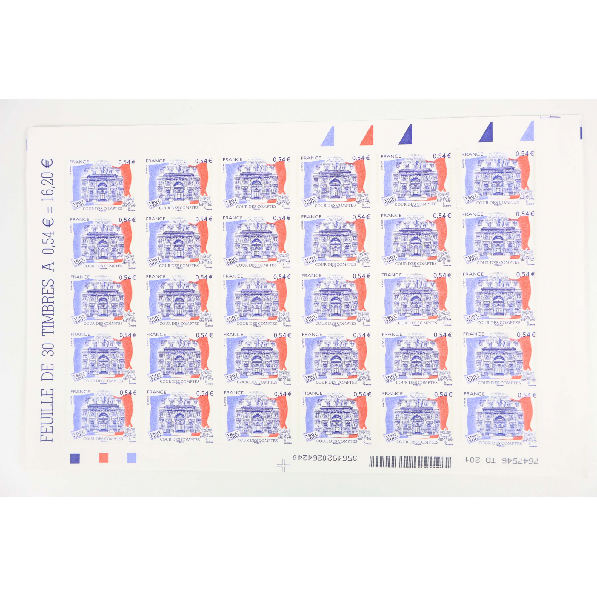 FRANCE LOT DE TIMBRES AUTOADHÉSIFS AVEC FEUILLES COMPLÈTES BELLE FACIALE