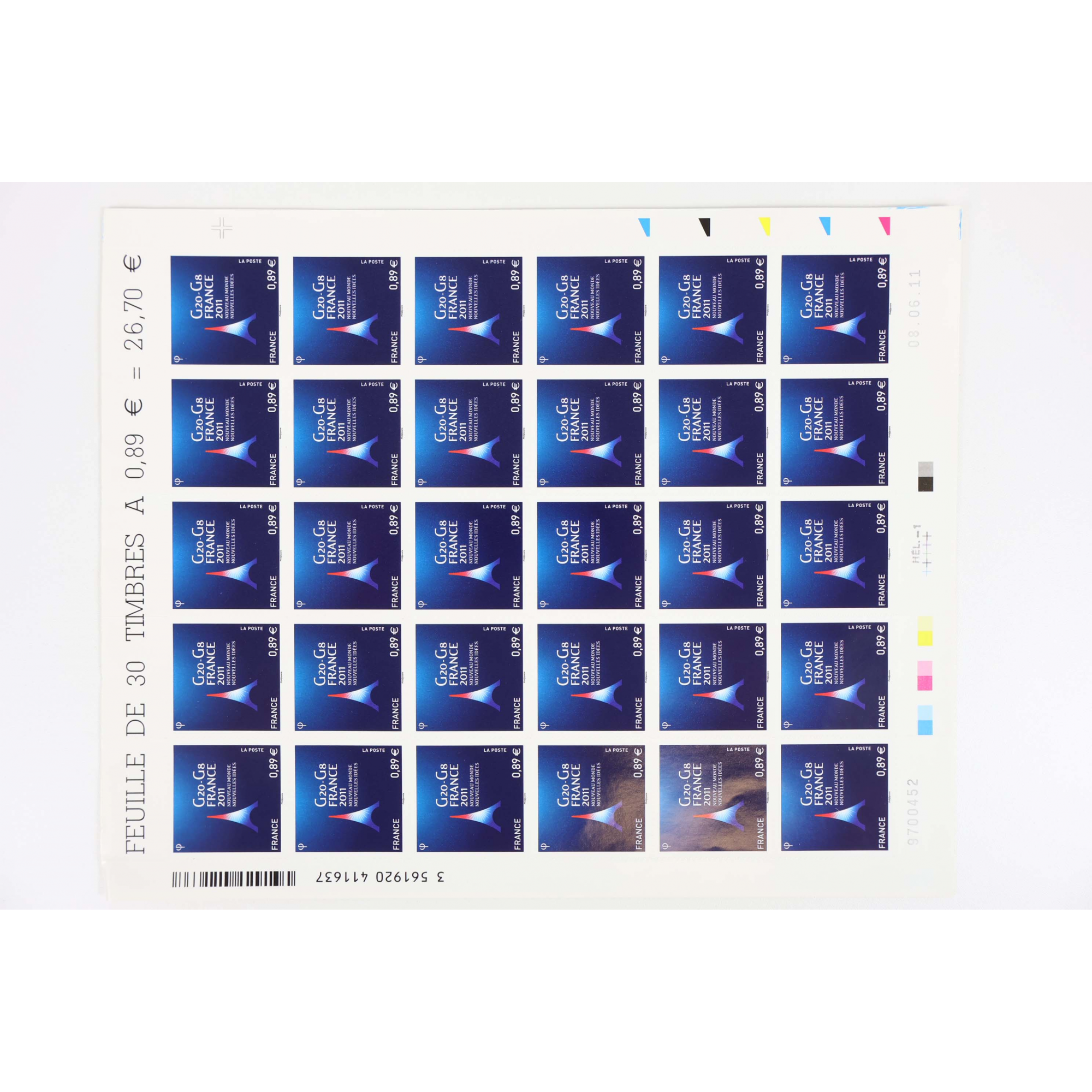 FRANCE LOT DE TIMBRES AUTOADHÉSIFS AVEC FEUILLES COMPLÈTES BELLE FACIALE
