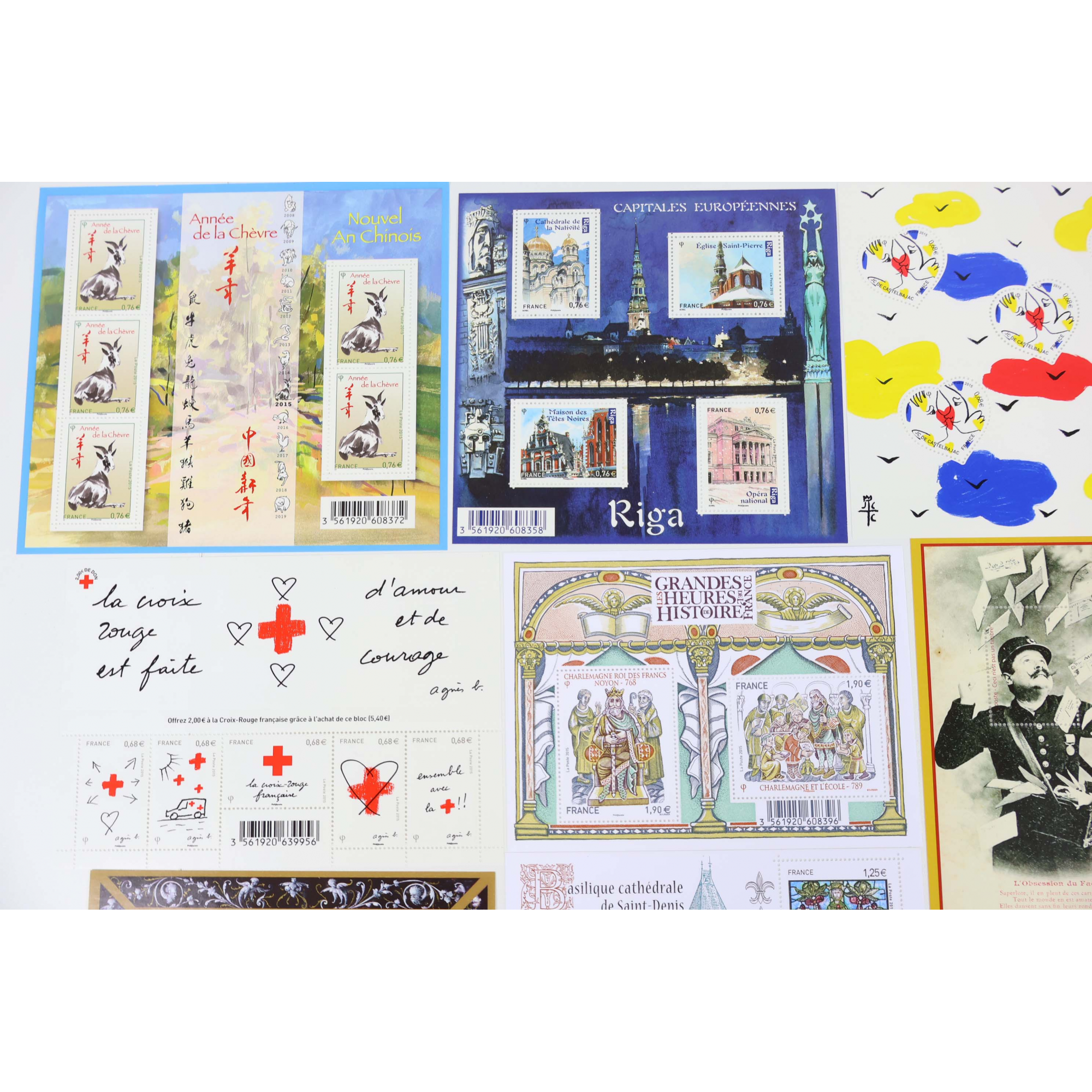 FRANCE LOT DE TIMBRES ET BLOCS-FEUILLET DE 2015 TIMBRES NEUFS** FACIALE 84€
