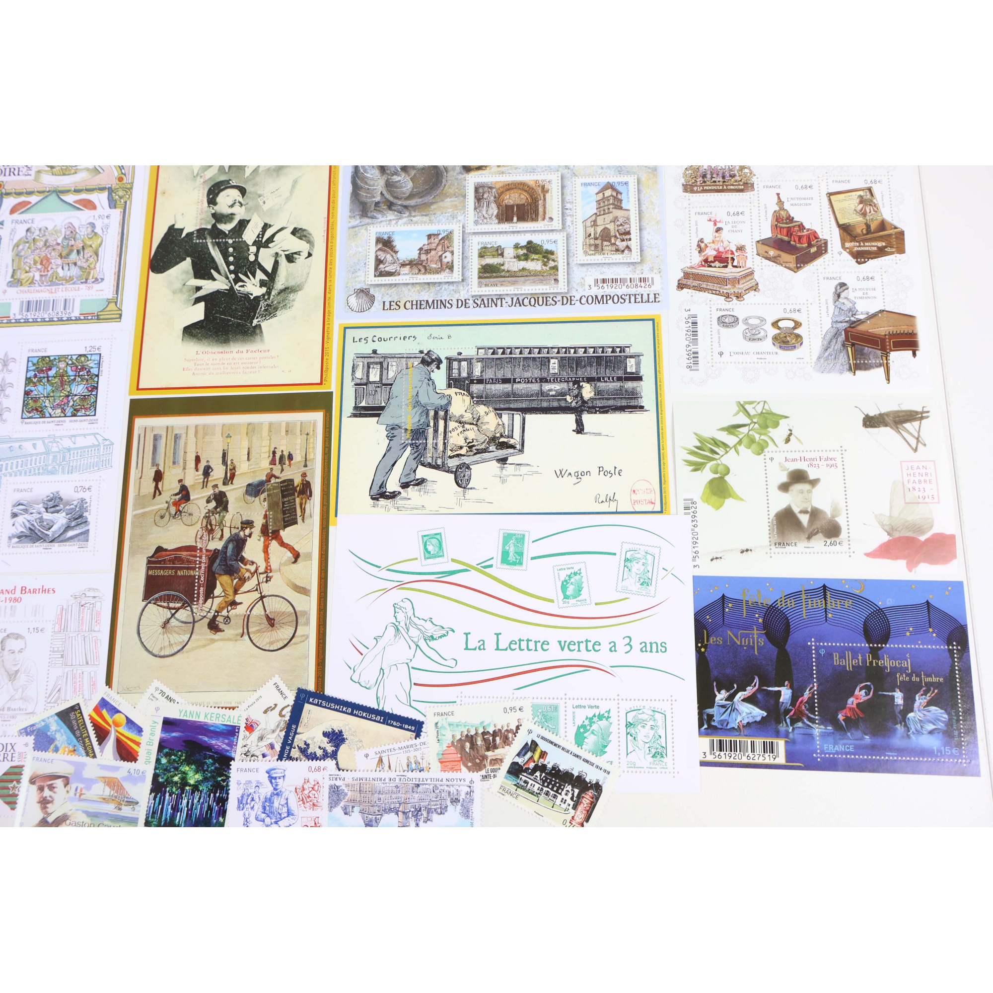 FRANCE LOT DE TIMBRES ET BLOCS-FEUILLET DE 2015 TIMBRES NEUFS** FACIALE 84€