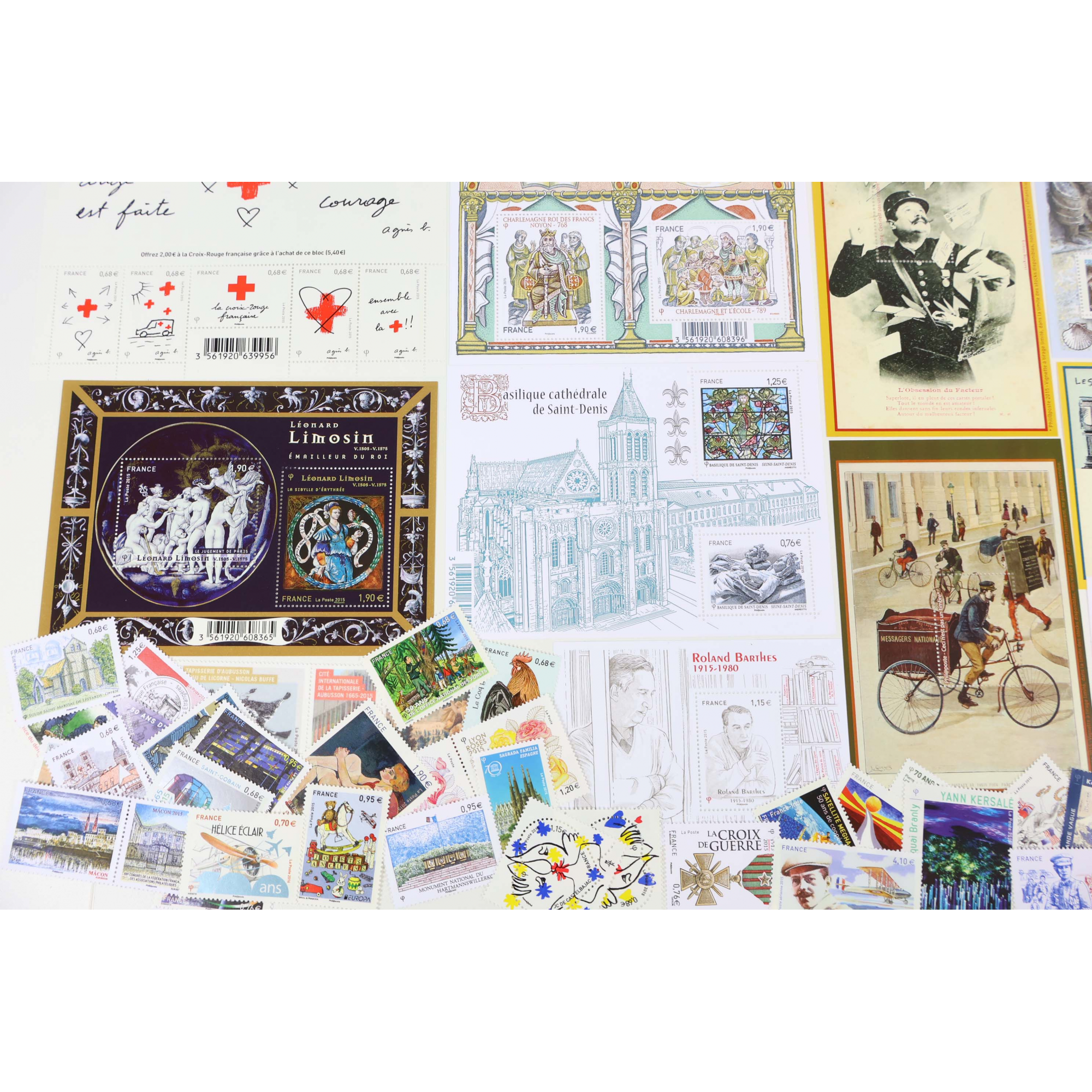 FRANCE LOT DE TIMBRES ET BLOCS-FEUILLET DE 2015 TIMBRES NEUFS** FACIALE 84€