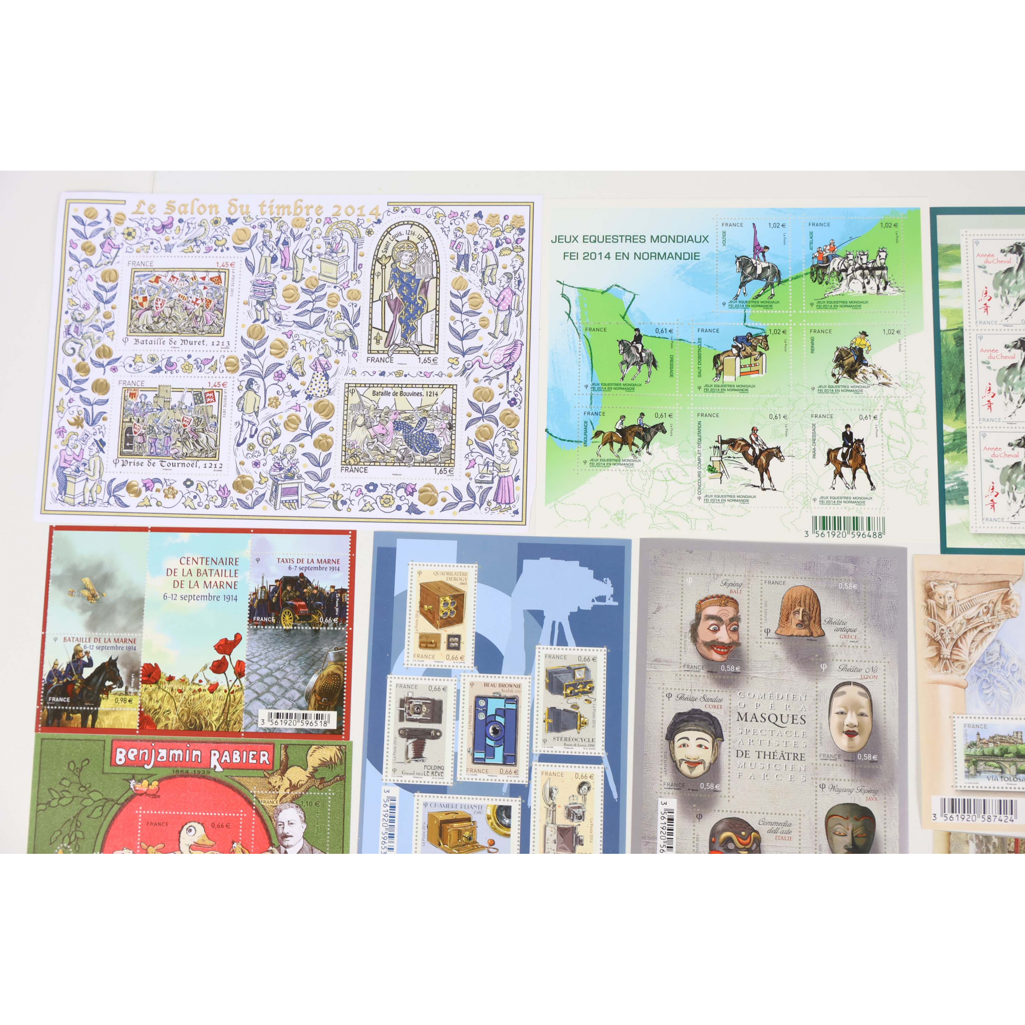 FRANCE LOT DE TIMBRES ET BLOCS-FEUILLET DE 2014 TIMBRES NEUFS** FACIALE 64€