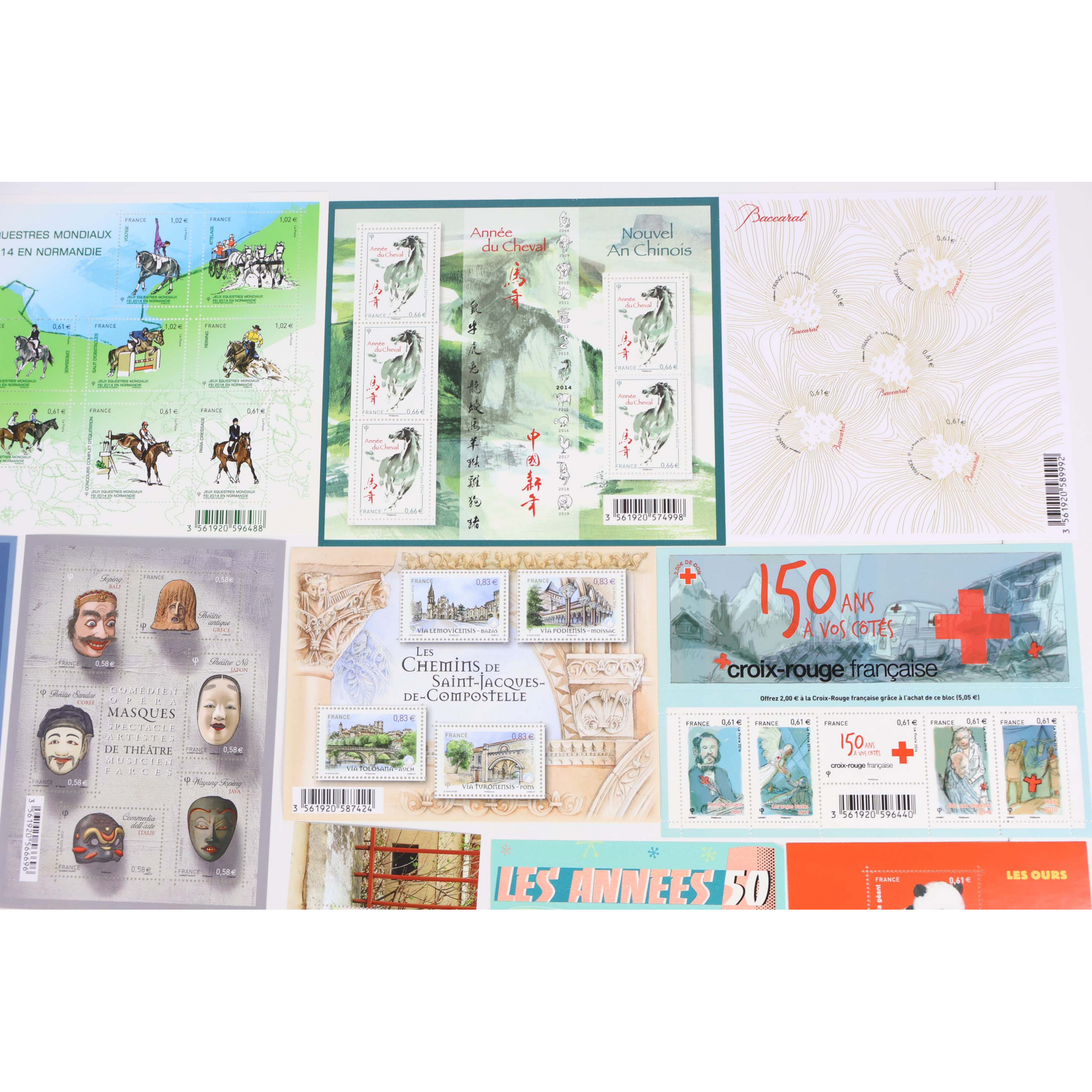FRANCE LOT DE TIMBRES ET BLOCS-FEUILLET DE 2014 TIMBRES NEUFS** FACIALE 64€