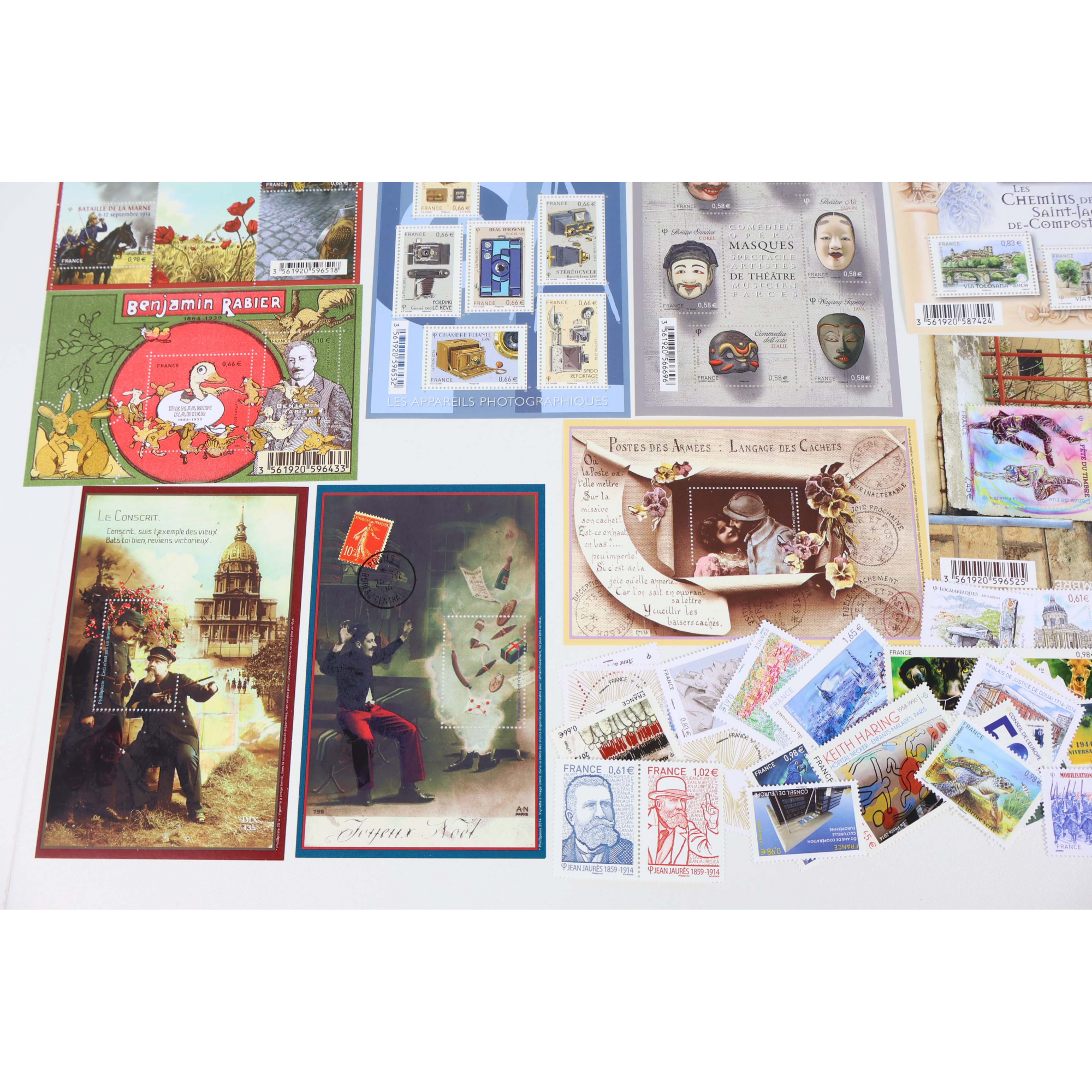 FRANCE LOT DE TIMBRES ET BLOCS-FEUILLET DE 2014 TIMBRES NEUFS** FACIALE 64€