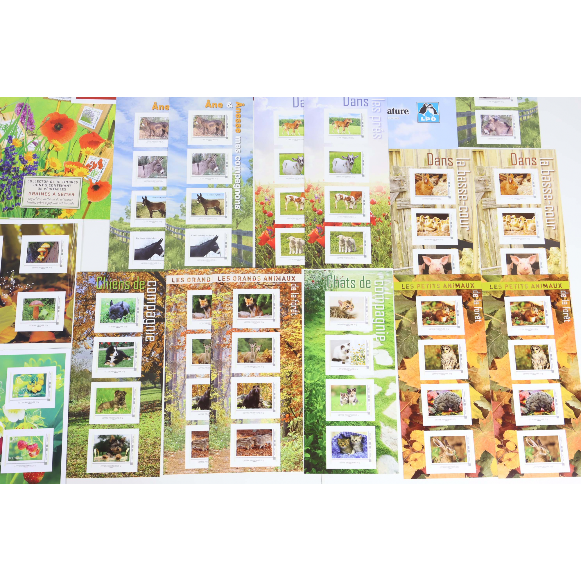 LOT DE 182 TIMBRES AUTOADHÉSIFS LETTRES 20G VP, COLLECTORS THÈME FAUNE ET FLORE