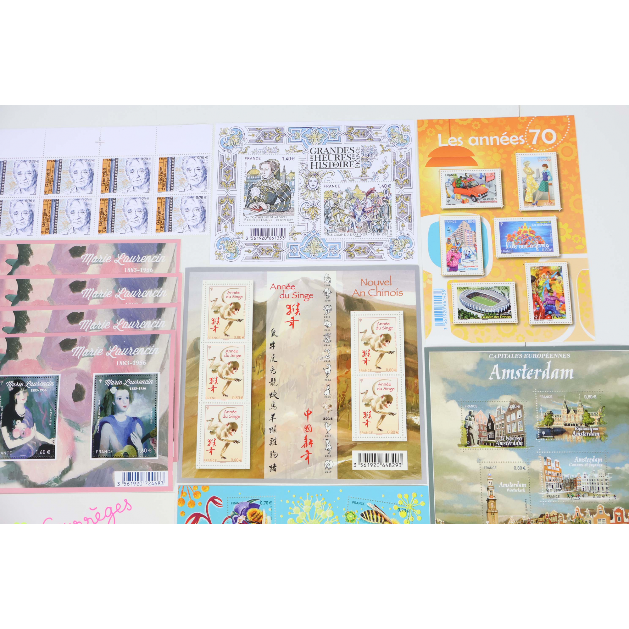 FRANCE LOT DE TIMBRES ET BLOCS-FEUILLET DE 2016 TIMBRES NEUFS** FACIALE 113€