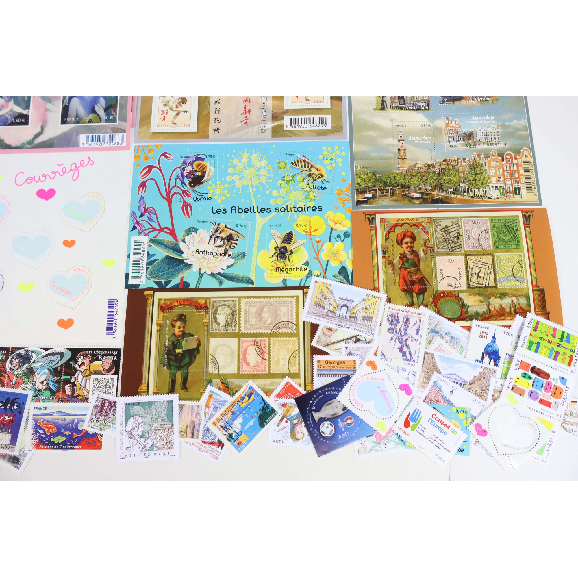 FRANCE LOT DE TIMBRES ET BLOCS-FEUILLET DE 2016 TIMBRES NEUFS** FACIALE 113€