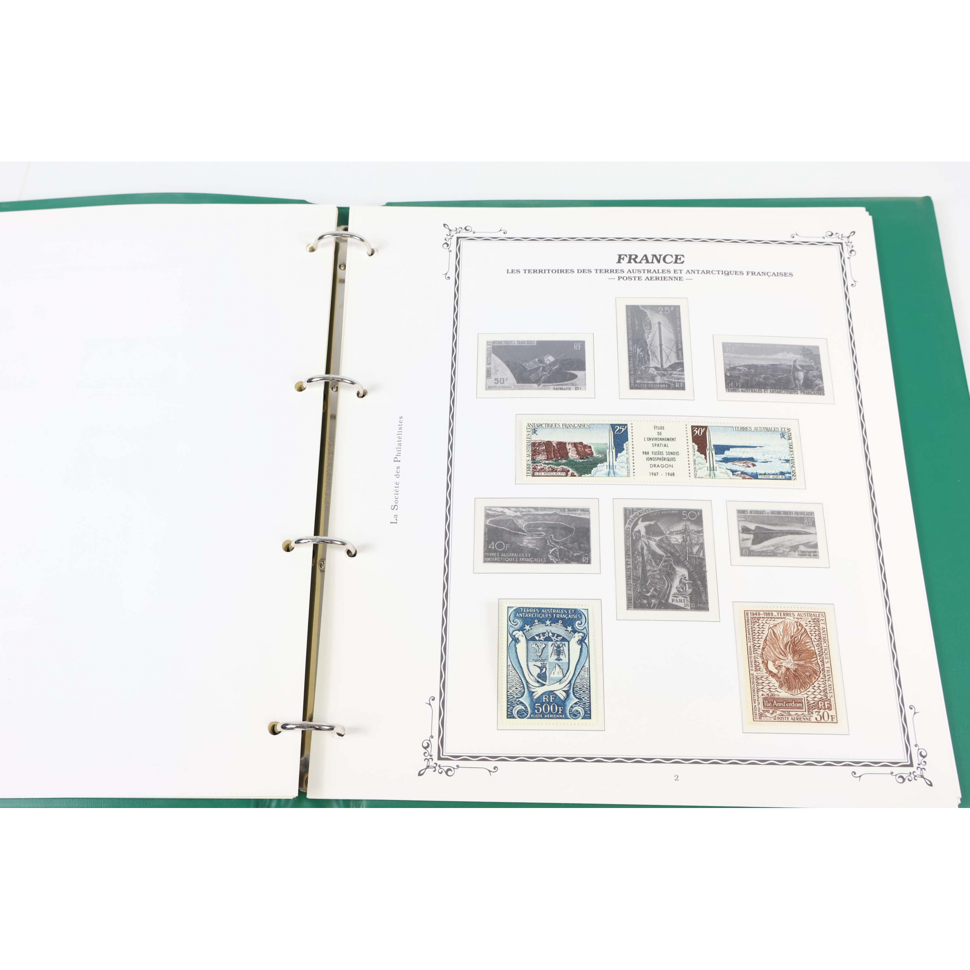 TAAF POSTE AÉRIENNE CLASSEUR SOCIÉTÉ DES PHILATÉLISTES AVEC QQUES TIMBRES NEUFS