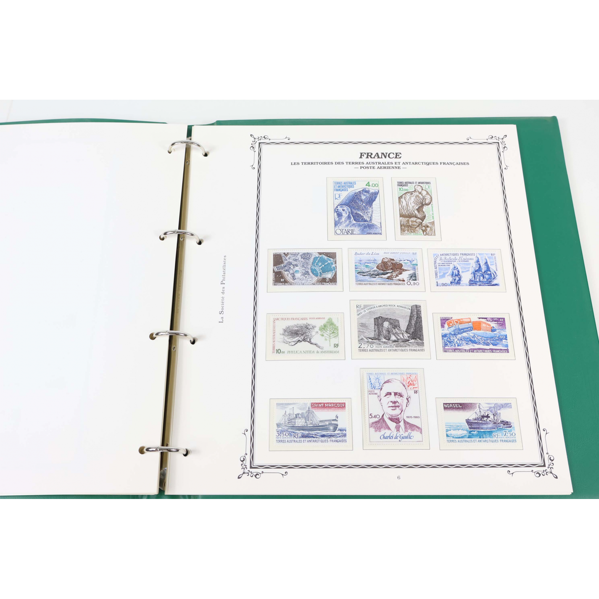 TAAF POSTE AÉRIENNE CLASSEUR SOCIÉTÉ DES PHILATÉLISTES AVEC QQUES TIMBRES NEUFS