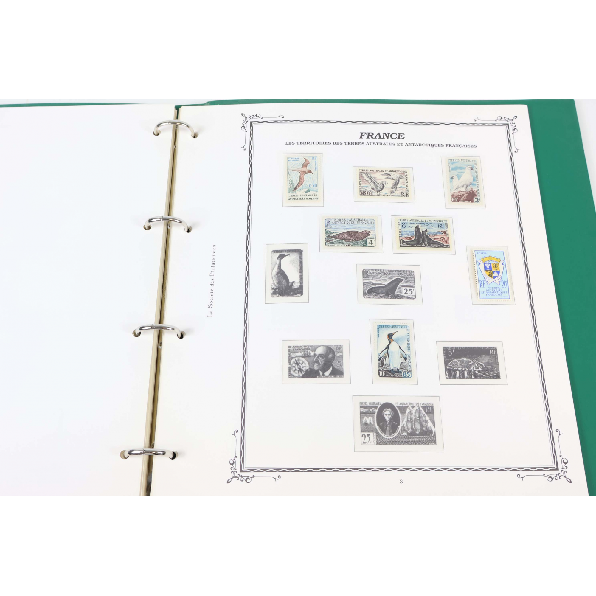 TAAF TIMBRES-POSTE CLASSEUR SOCIÉTÉ DES PHILATÉLISTES AVEC QQUES TIMBRES NEUFS