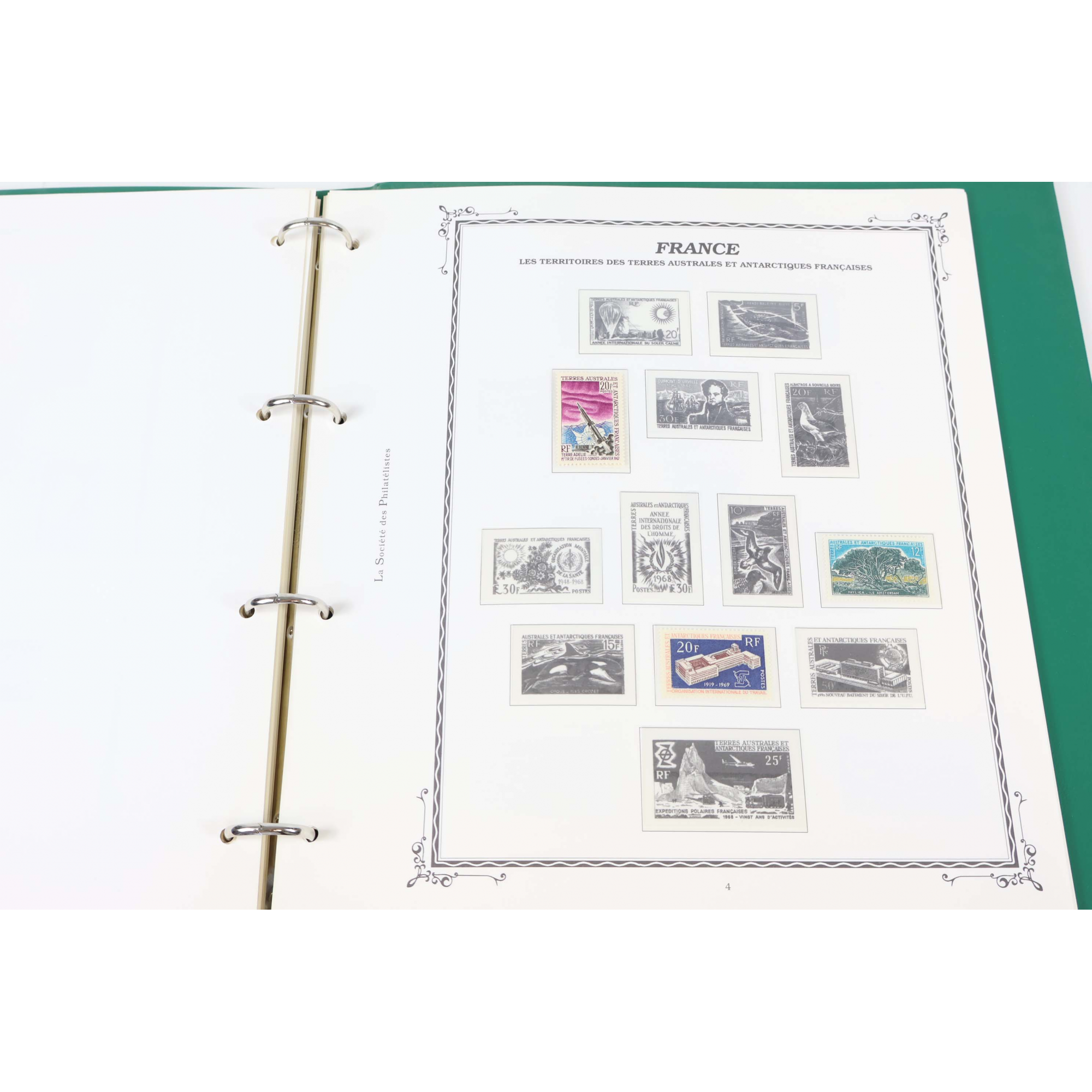 TAAF TIMBRES-POSTE CLASSEUR SOCIÉTÉ DES PHILATÉLISTES AVEC QQUES TIMBRES NEUFS