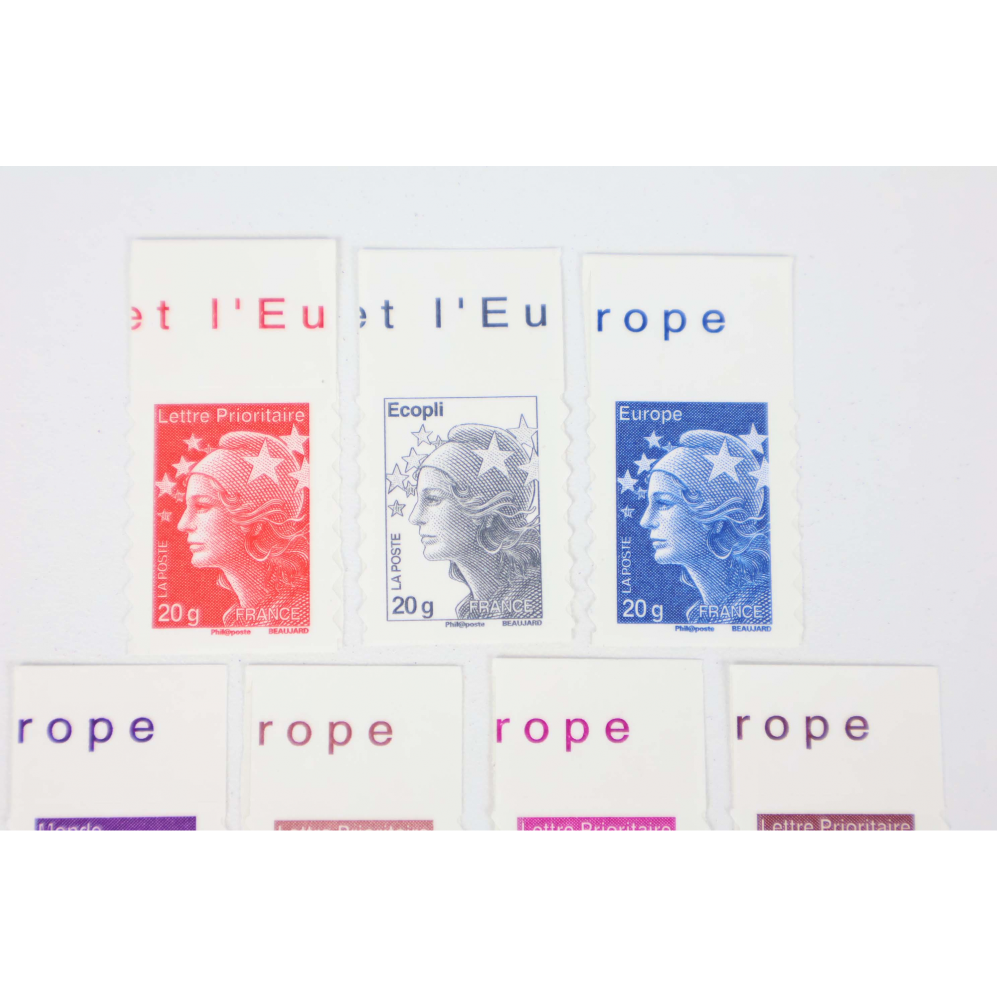 TIMBRES FRANCE AUTOADHÉSIFS MARIANNES 590 À 596 AVEC BORD DE FEUILLE, ANNÉE 2011