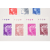 TIMBRES FRANCE AUTOADHÉSIFS MARIANNES 590 À 596 AVEC BORD DE FEUILLE, ANNÉE 2011
