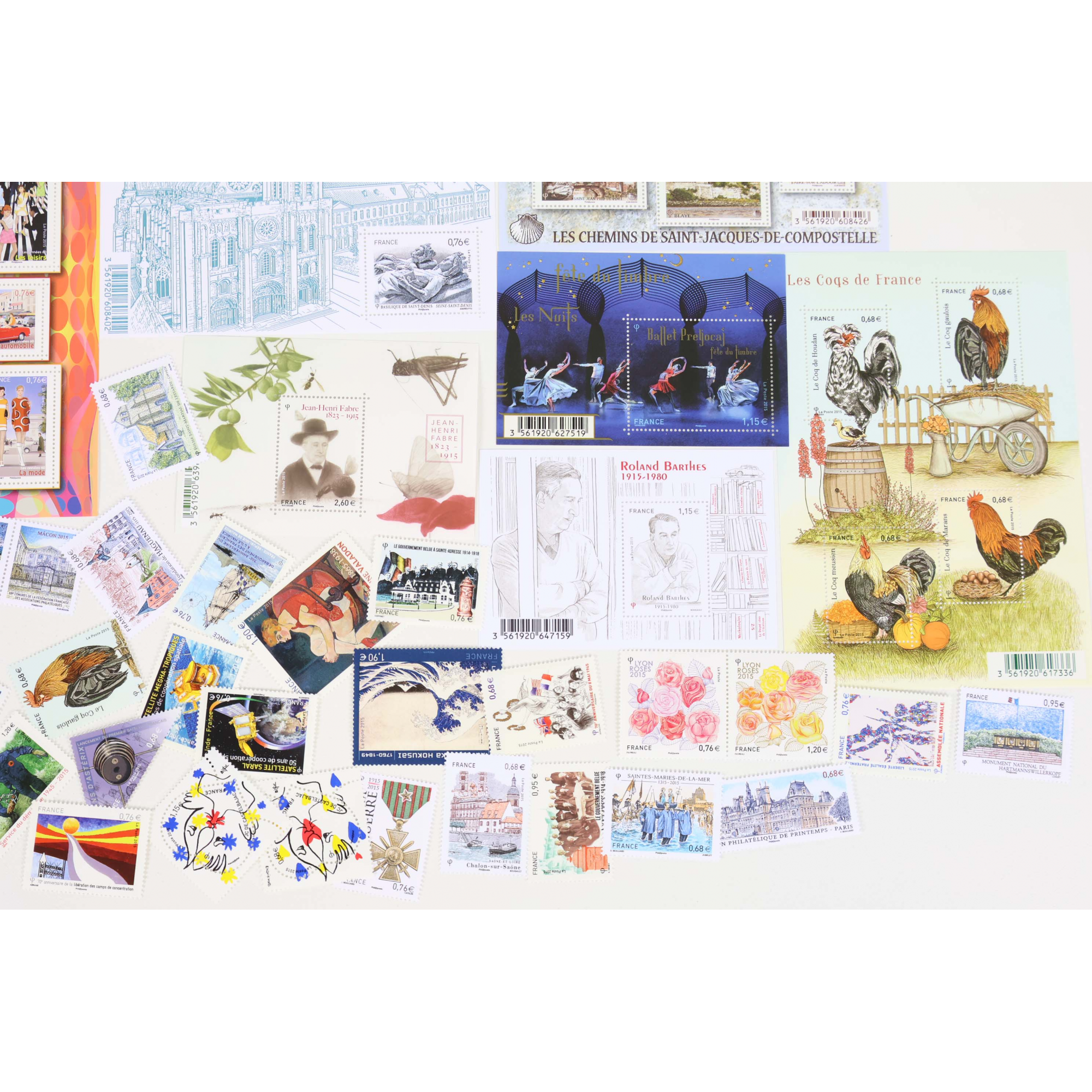FRANCE COLLECTION DE TIMBRES ET BLOCS-FEUILLET DE 2015 TIMBRES NEUFS FACIALE 84€