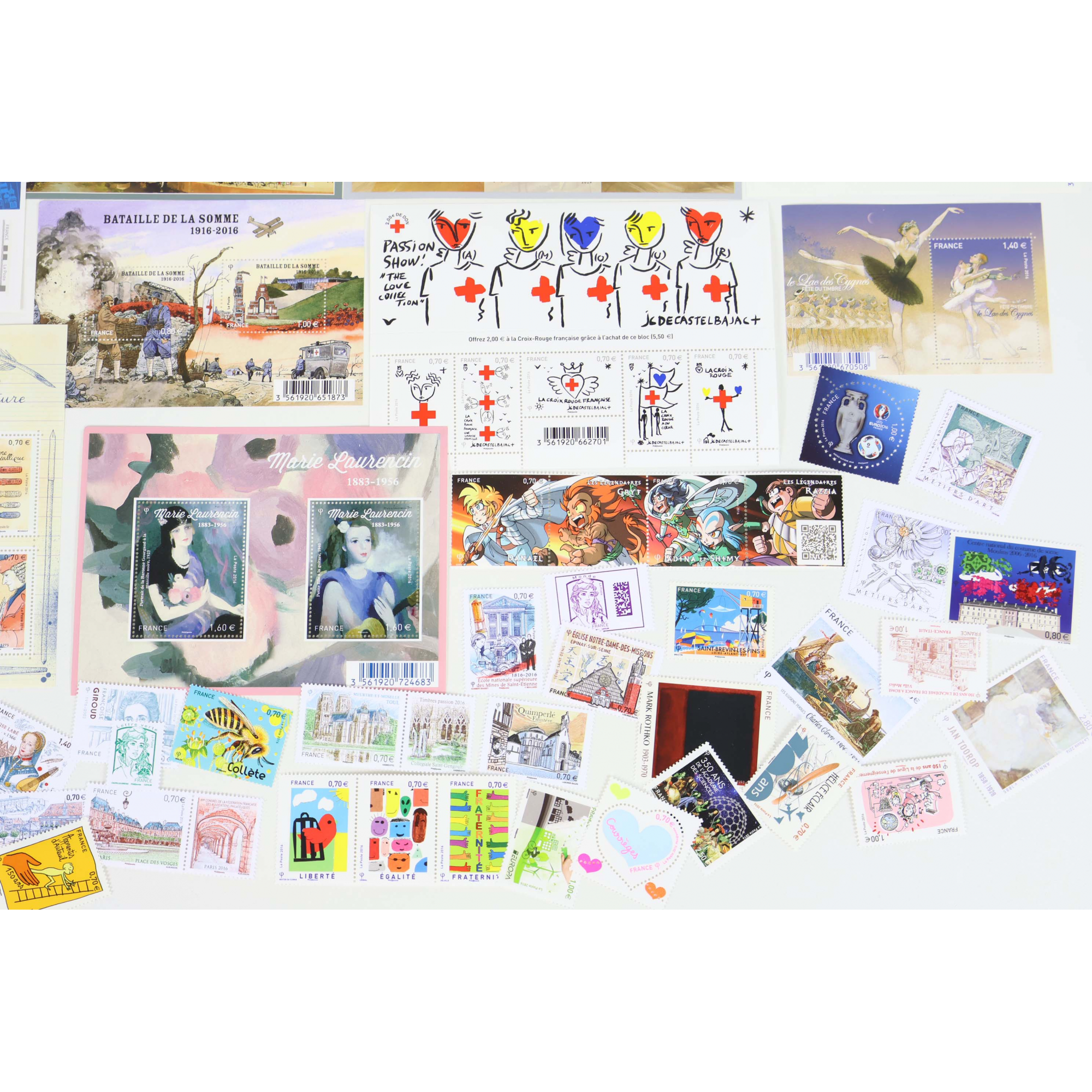 FRANCE COLLECTION DE TIMBRES ET BLOCS-FEUILLET NEUFS** DE 2016 FACIALE 102€
