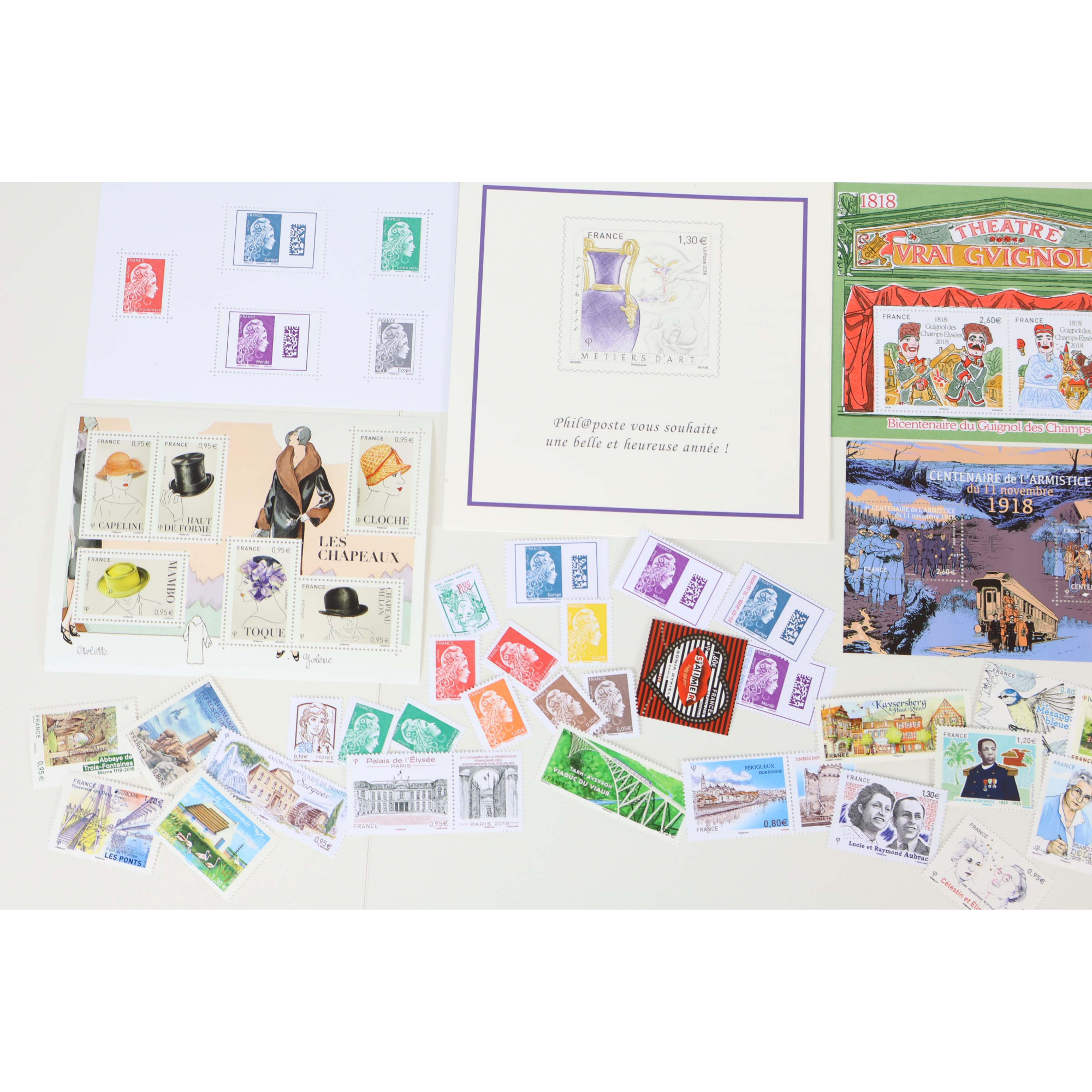 FRANCE COLLECTION DE TIMBRES ET BLOCS-FEUILLET NEUFS** DE 2018 FACIALE 140€
