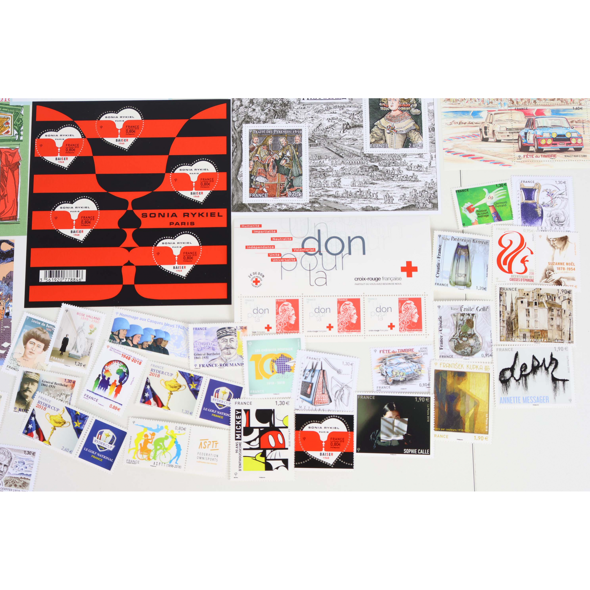 FRANCE COLLECTION DE TIMBRES ET BLOCS-FEUILLET NEUFS** DE 2018 FACIALE 140€