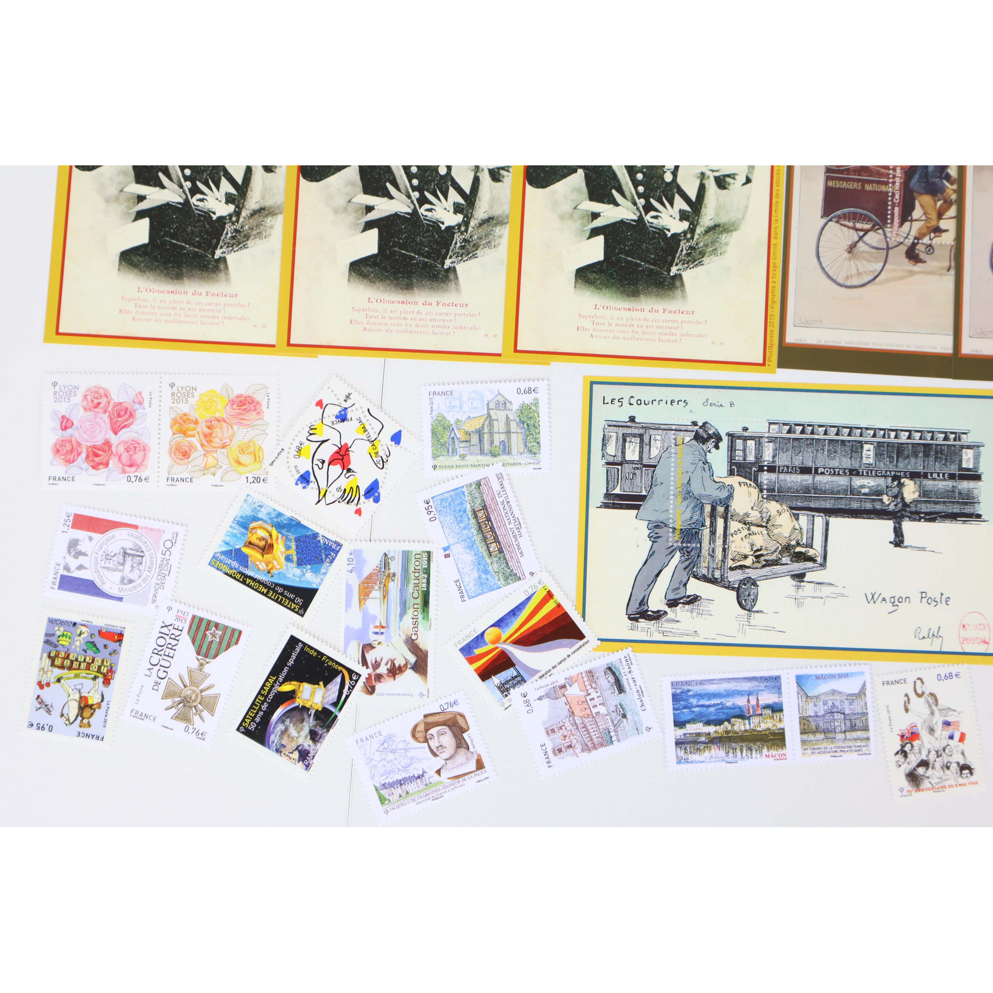 FRANCE LOT DE TIMBRES ET BLOCS-FEUILLET DE 2015 TIMBRES NEUFS** FACIALE 54€