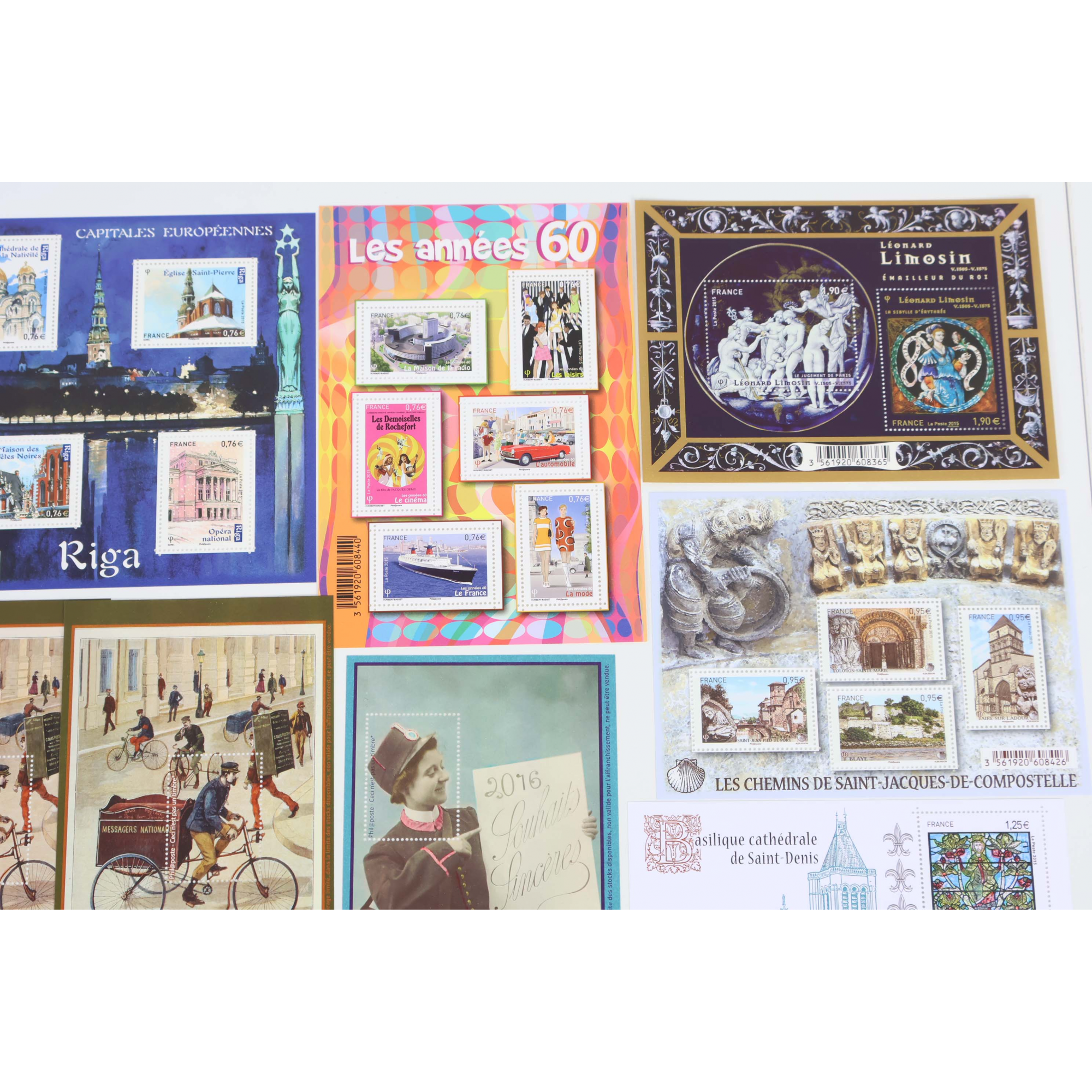 FRANCE LOT DE TIMBRES ET BLOCS-FEUILLET DE 2015 TIMBRES NEUFS** FACIALE 54€