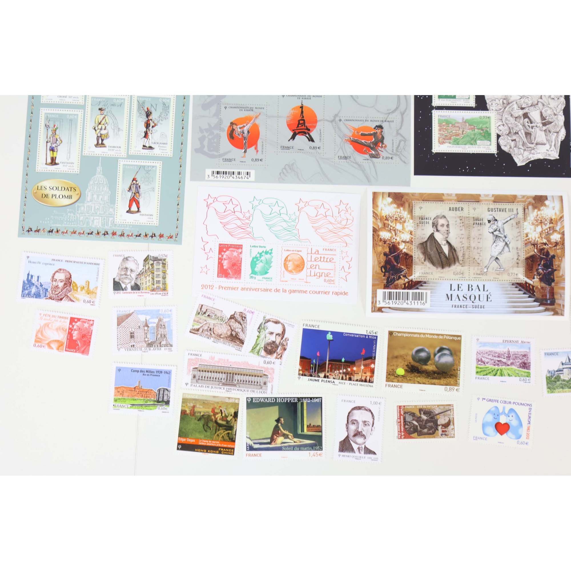 FRANCE COLLECTION DE TIMBRES ET BLOCS-FEUILLET NEUFS** DE 2012 FACIALE 63€