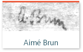 signature de l'expert Aimé Brun sur les timbres de collection