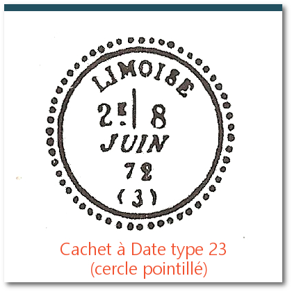 cachet à date cercel perlé ou pointillé type 23, oblitération des premiers timbres français