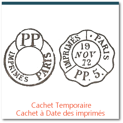 cachet temporaire PP : cachet à date des imprimés de paris, oblitération des premiers timbres français
